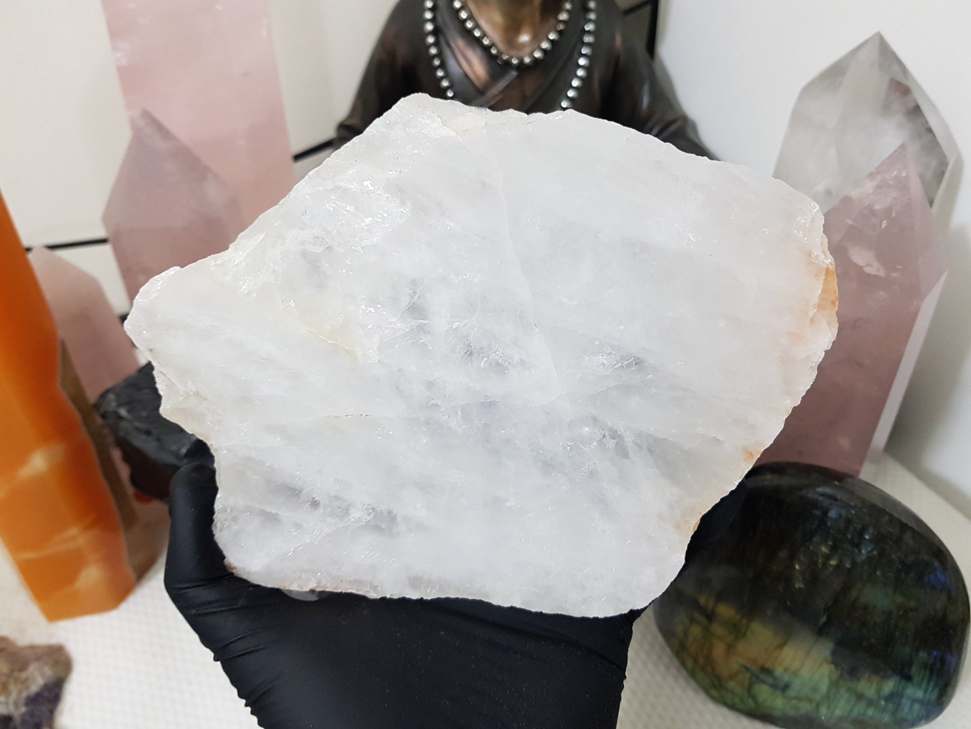 Polished Clear Quartz Crystal Slice Madagascar Display Piece 17.5cm