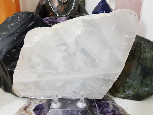 Polished Clear Quartz Crystal Slice Madagascar Display Piece 17cm