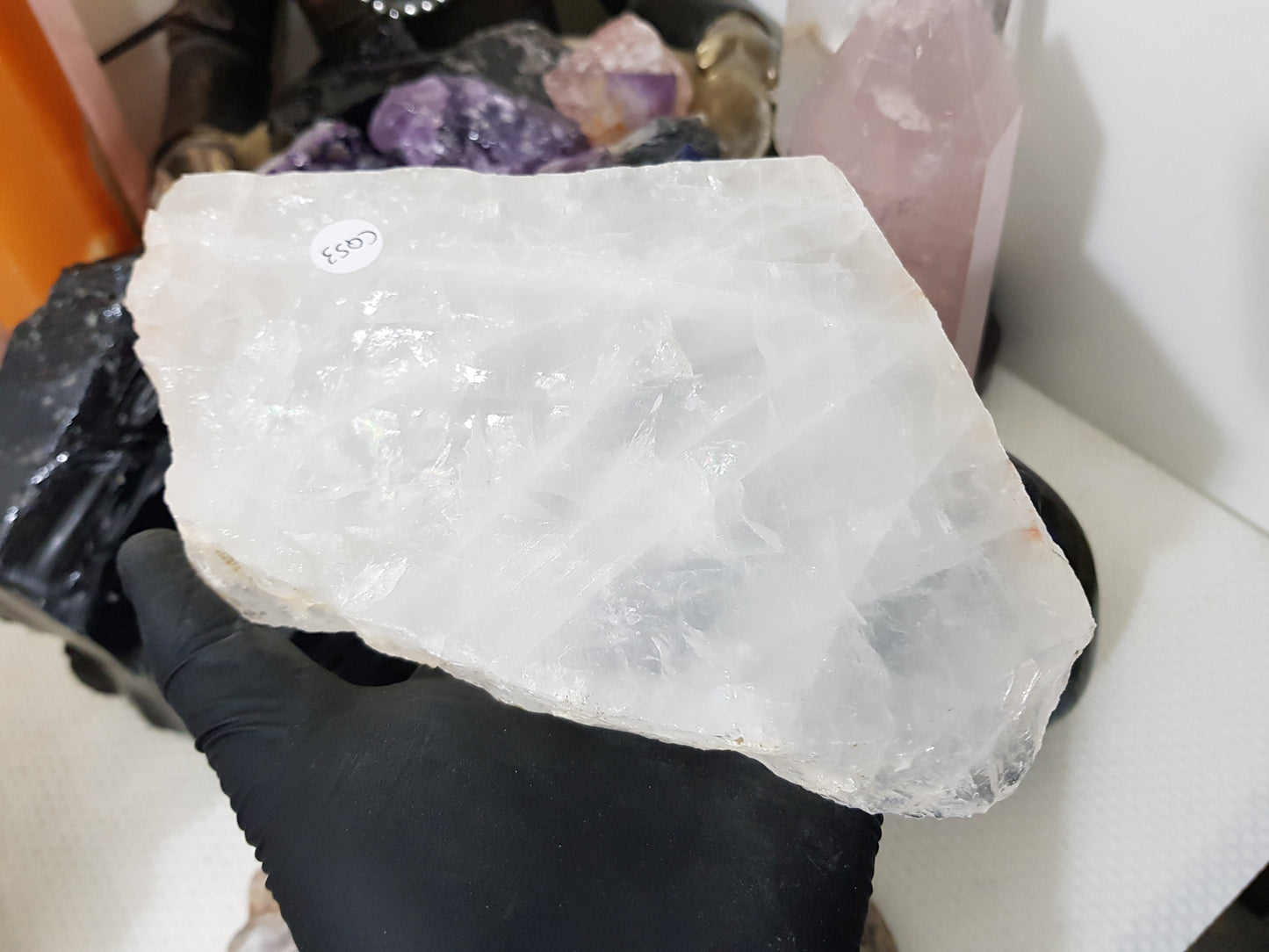 Polished Clear Quartz Crystal Slice Madagascar Display Piece 17cm