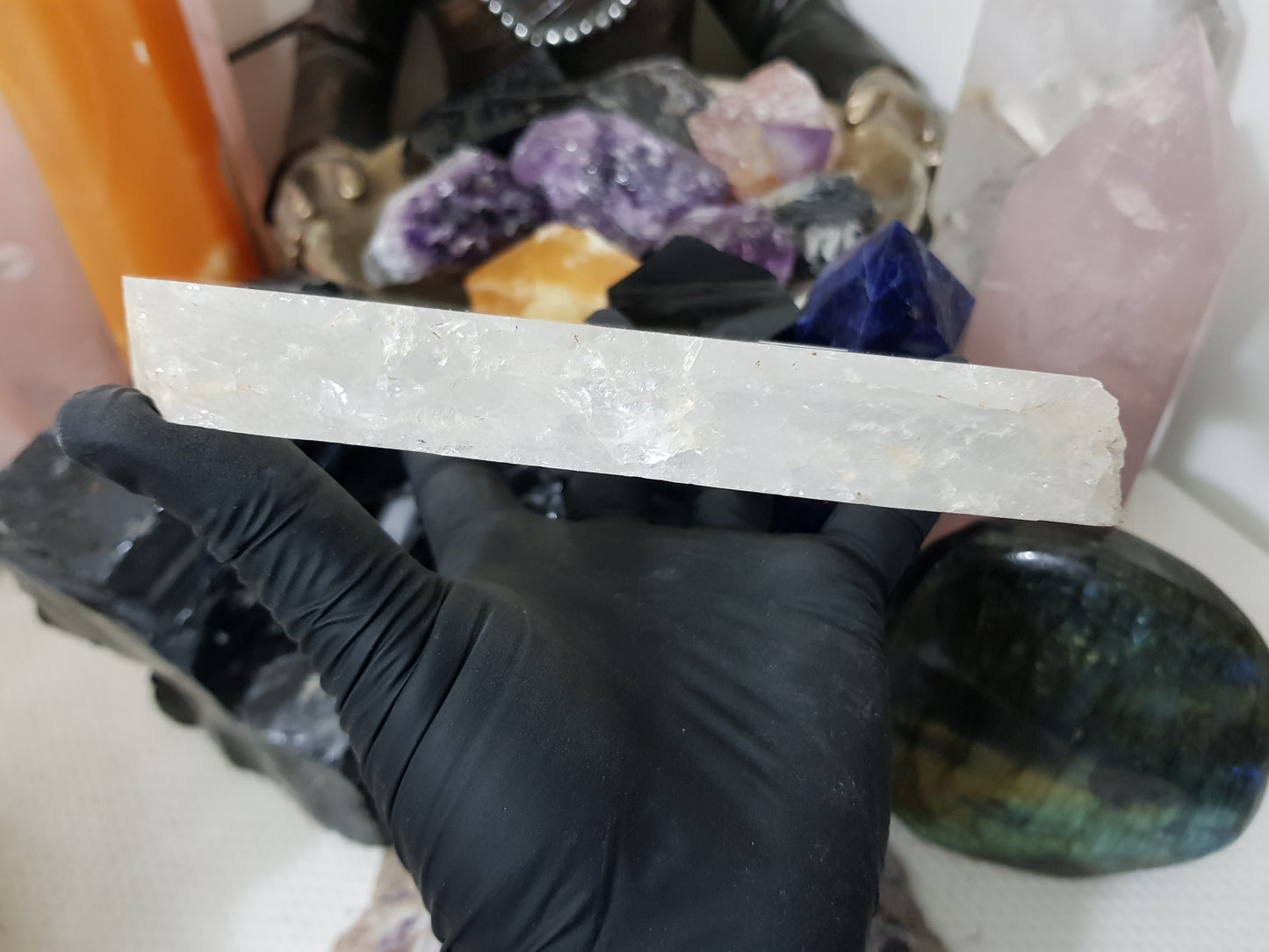 Polished Clear Quartz Crystal Slice Madagascar Display Piece 17cm