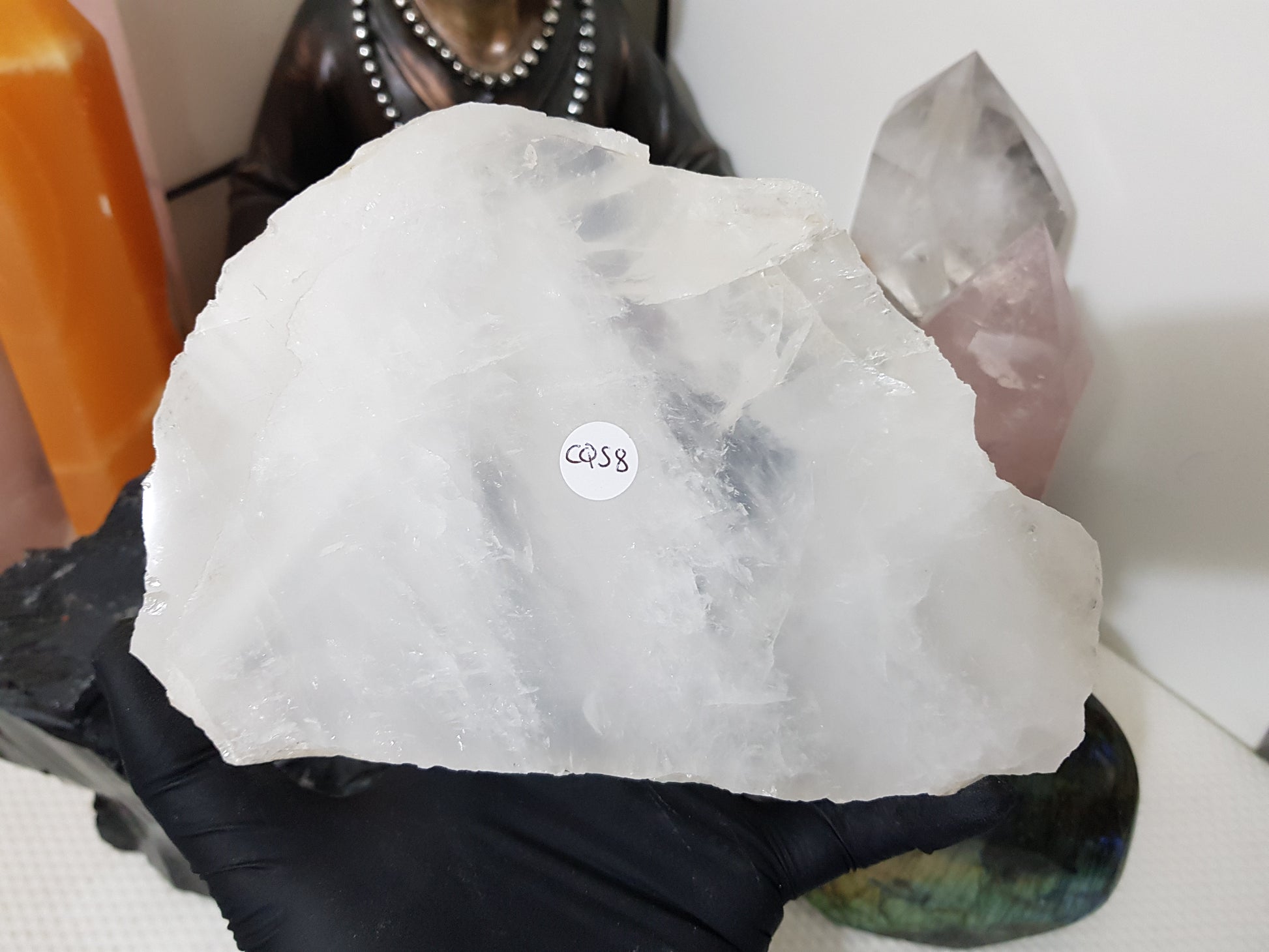 Polished Clear Quartz Crystal Slice Madagascar Display Piece 17cm