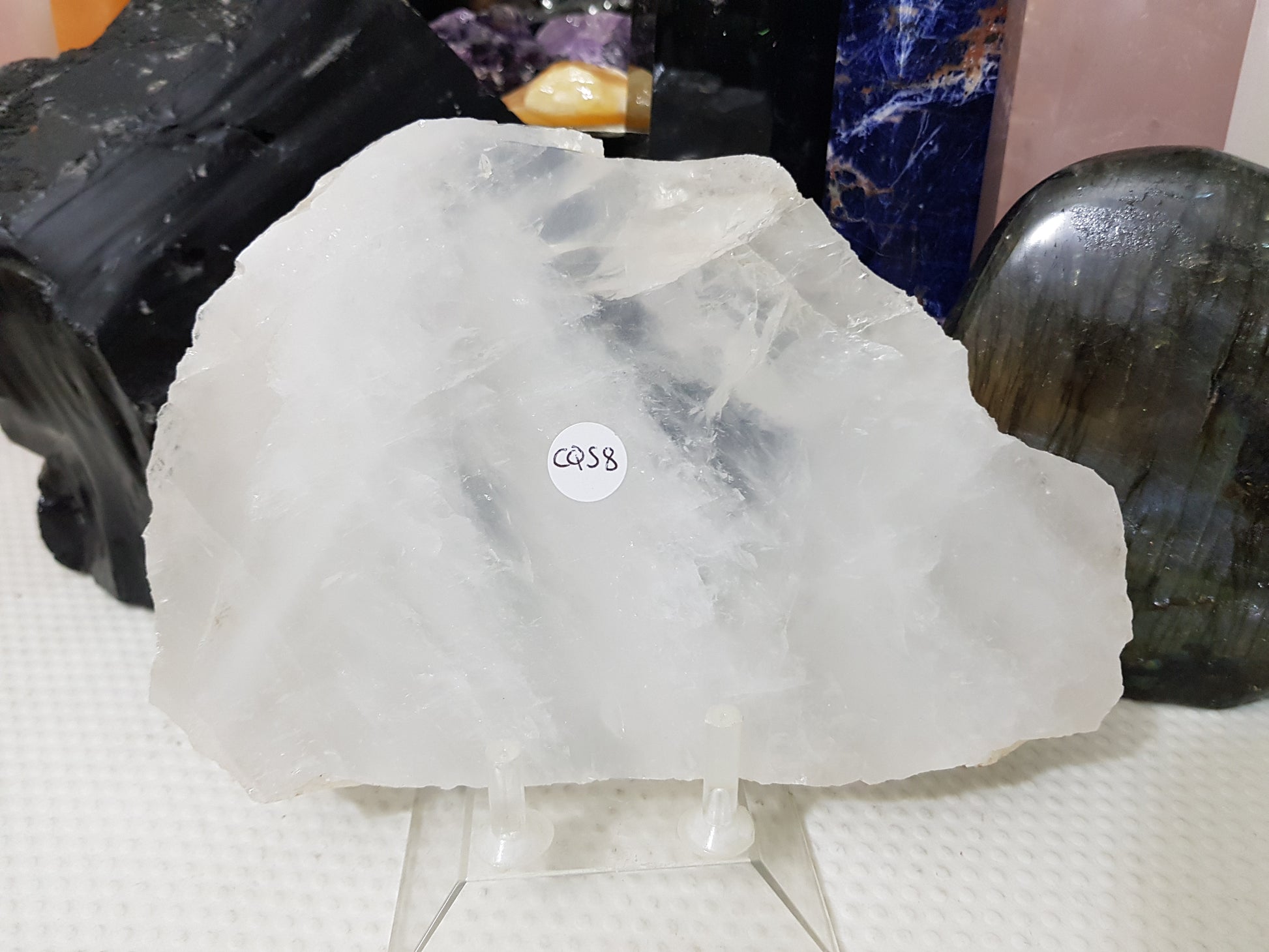 Polished Clear Quartz Crystal Slice Madagascar Display Piece 17cm