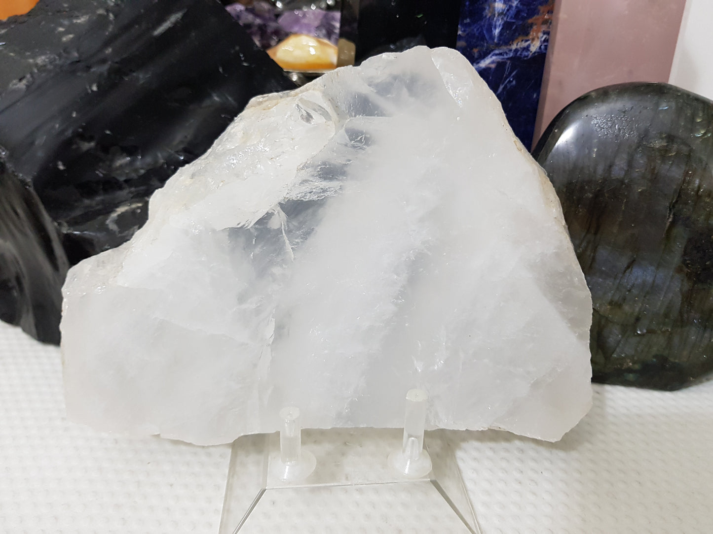 Polished Clear Quartz Crystal Slice Madagascar Display Piece 17cm