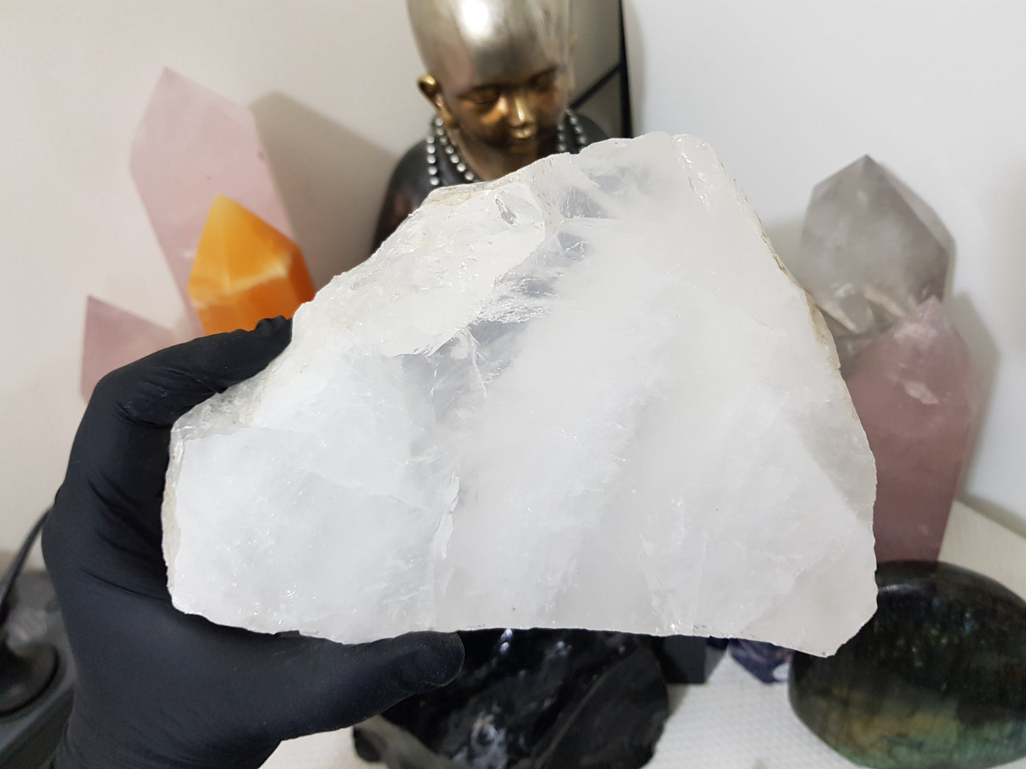 Polished Clear Quartz Crystal Slice Madagascar Display Piece 17cm