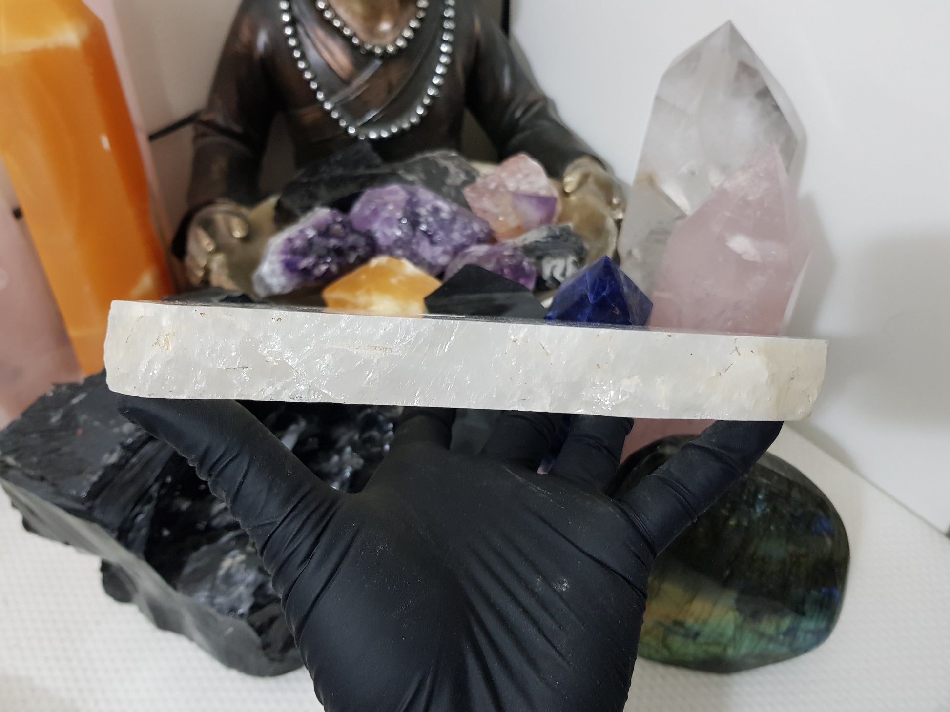 Polished Clear Quartz Crystal Slice Madagascar Display Piece 17cm