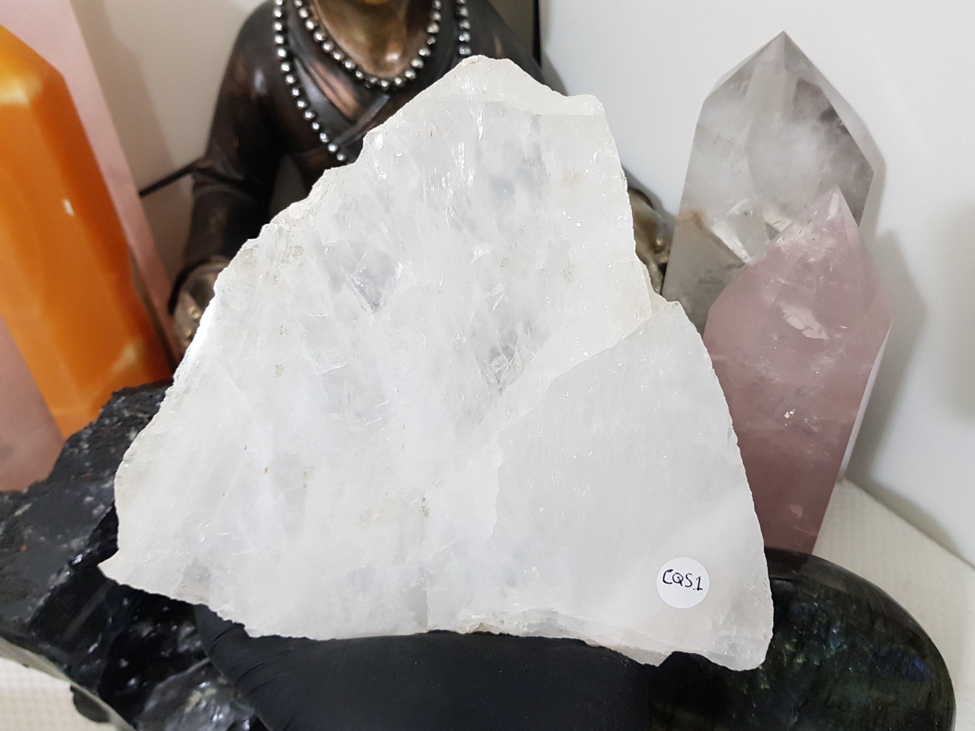 Polished Clear Quartz Crystal Slice Madagascar Display Piece 18.5cm