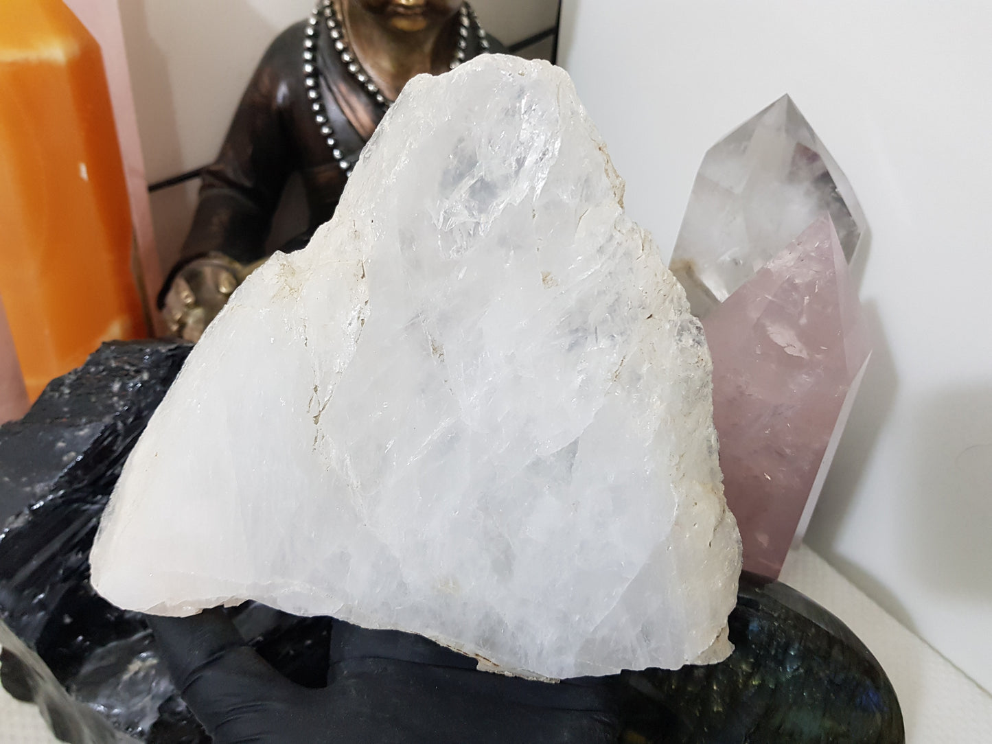 Polished Clear Quartz Crystal Slice Madagascar Display Piece 18.5cm