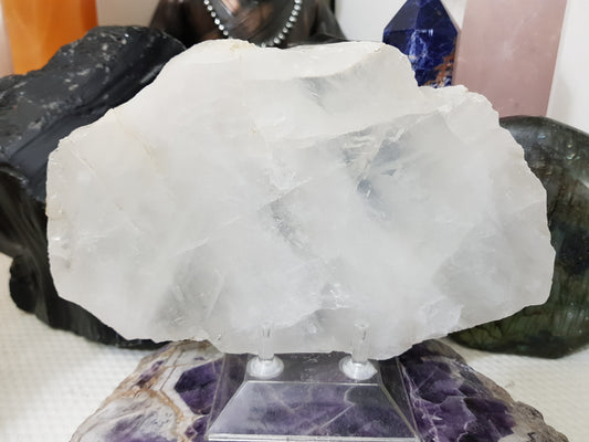 Polished Clear Quartz Crystal Slice Madagascar Display Piece 18.5cm