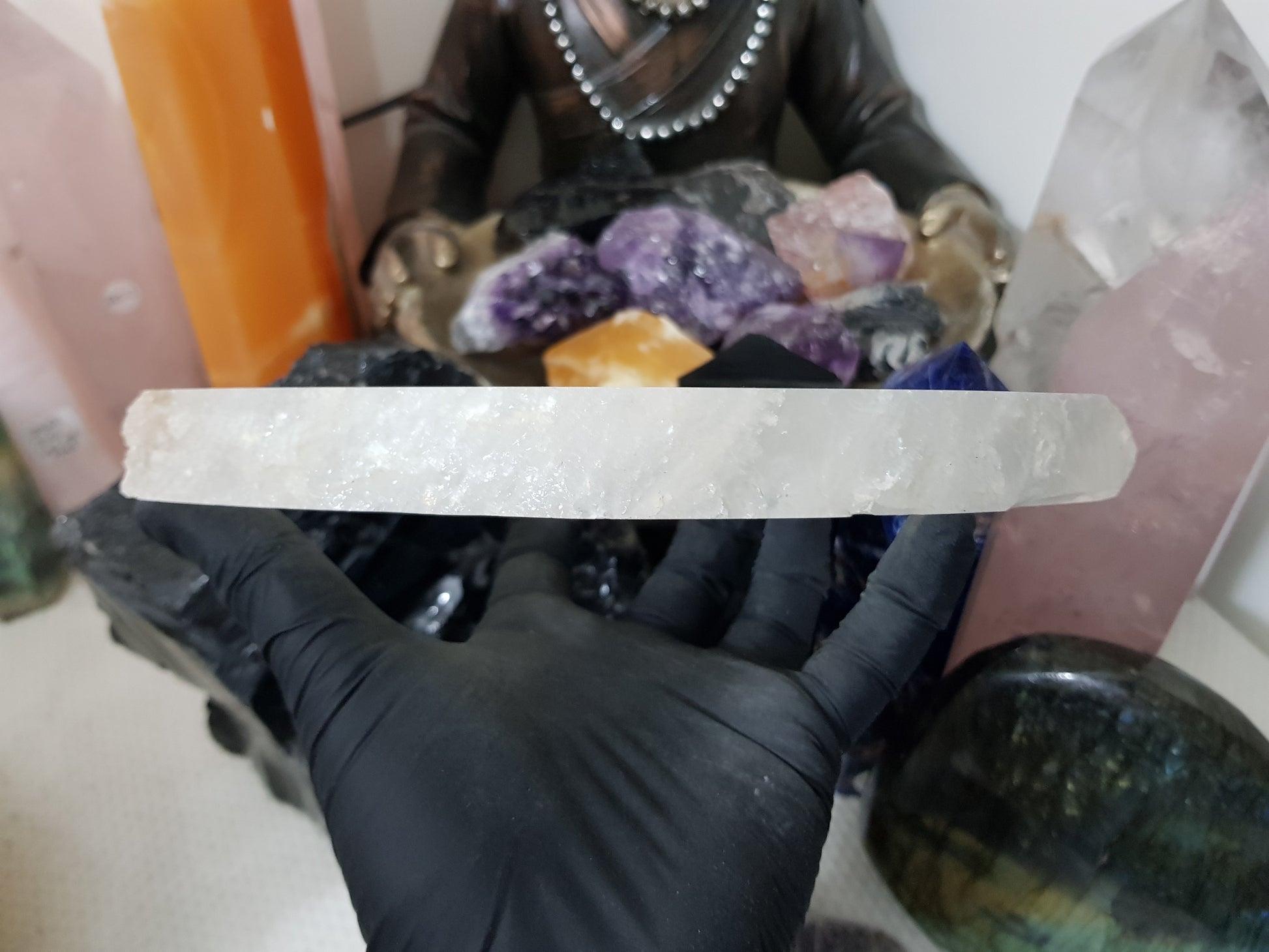 Polished Clear Quartz Crystal Slice Madagascar Display Piece 19.5cm