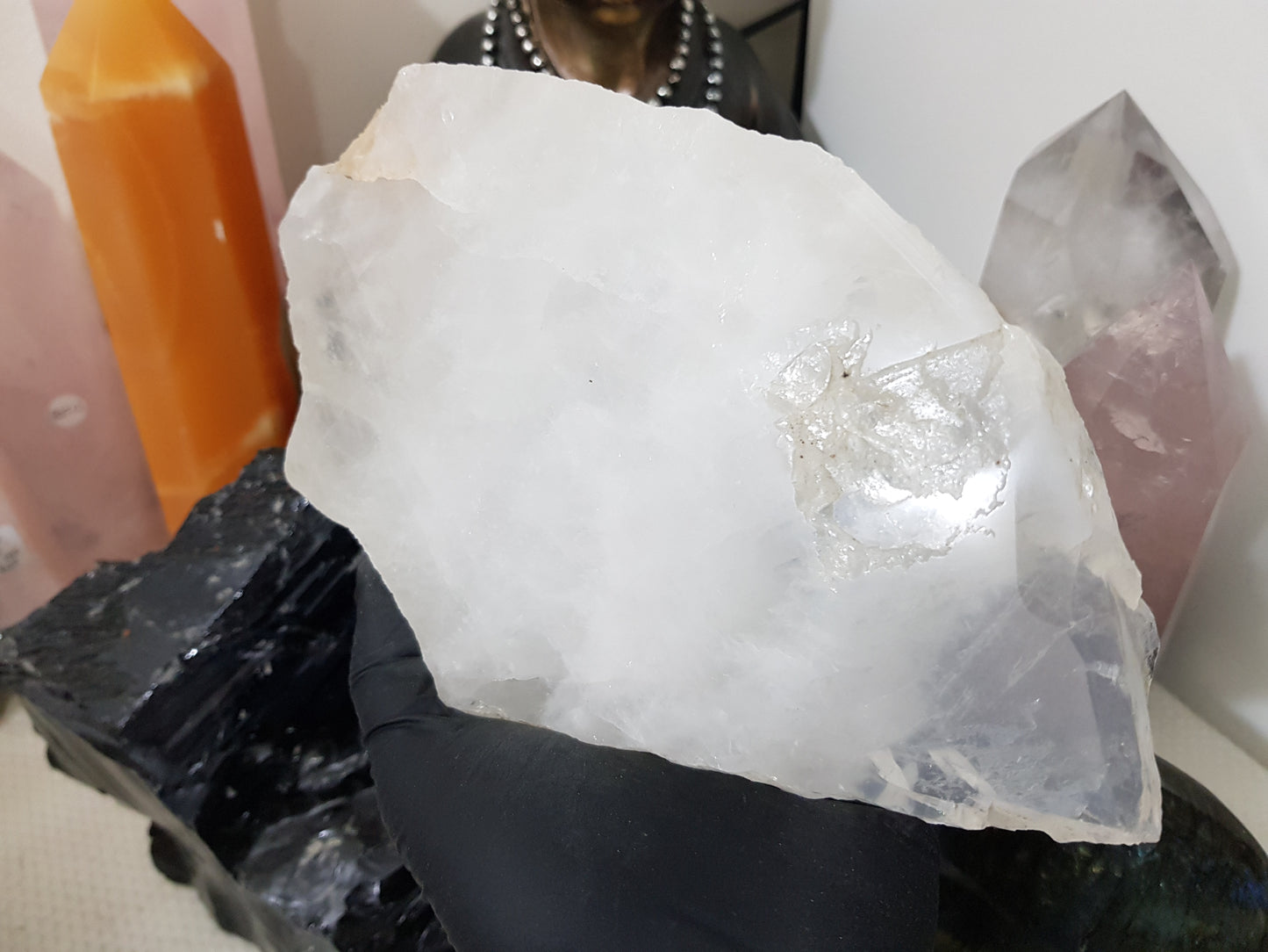 Polished Clear Quartz Crystal Slice Madagascar Display Piece 19.5cm