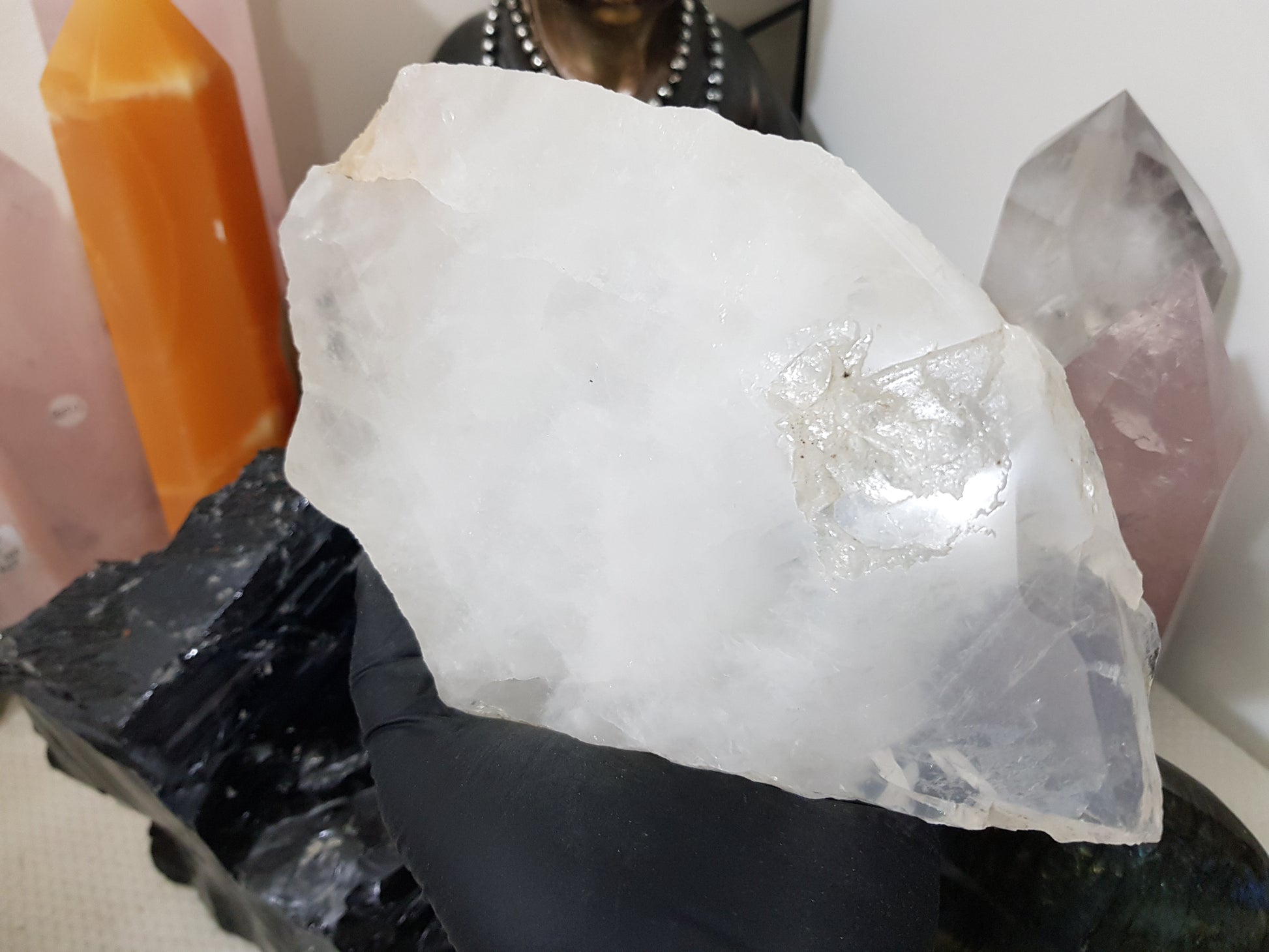 Polished Clear Quartz Crystal Slice Madagascar Display Piece 19.5cm