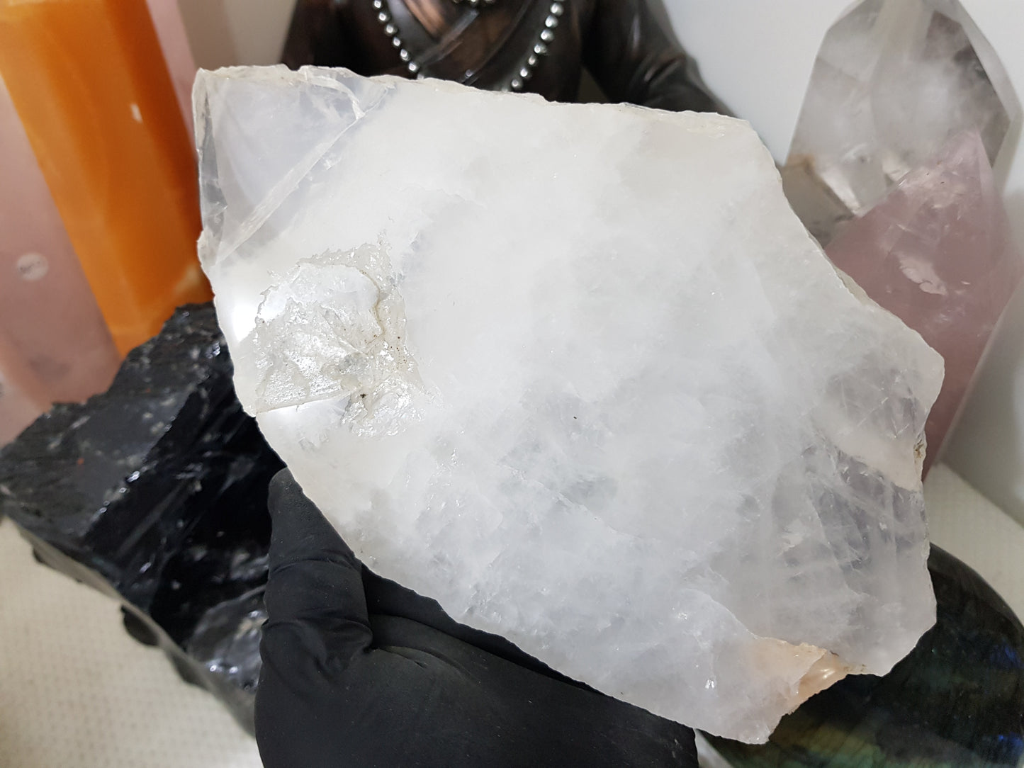 Polished Clear Quartz Crystal Slice Madagascar Display Piece 19.5cm