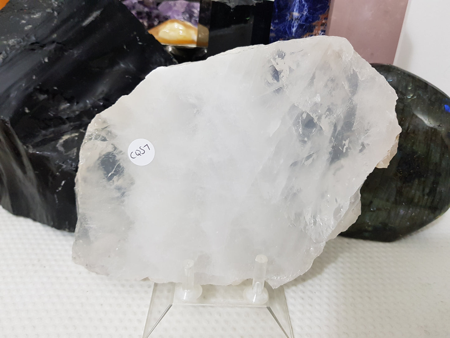 Polished Clear Quartz Crystal Slice Madagascar Display Piece 19cm