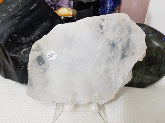 Polished Clear Quartz Crystal Slice Madagascar Display Piece 19cm