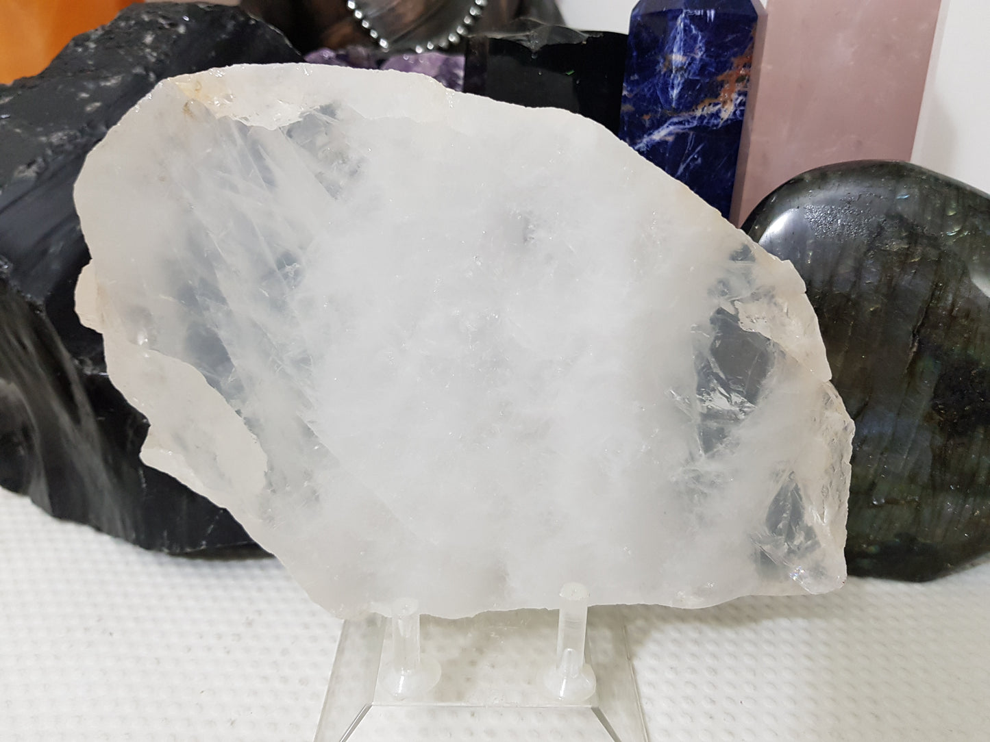Polished Clear Quartz Crystal Slice Madagascar Display Piece 19cm