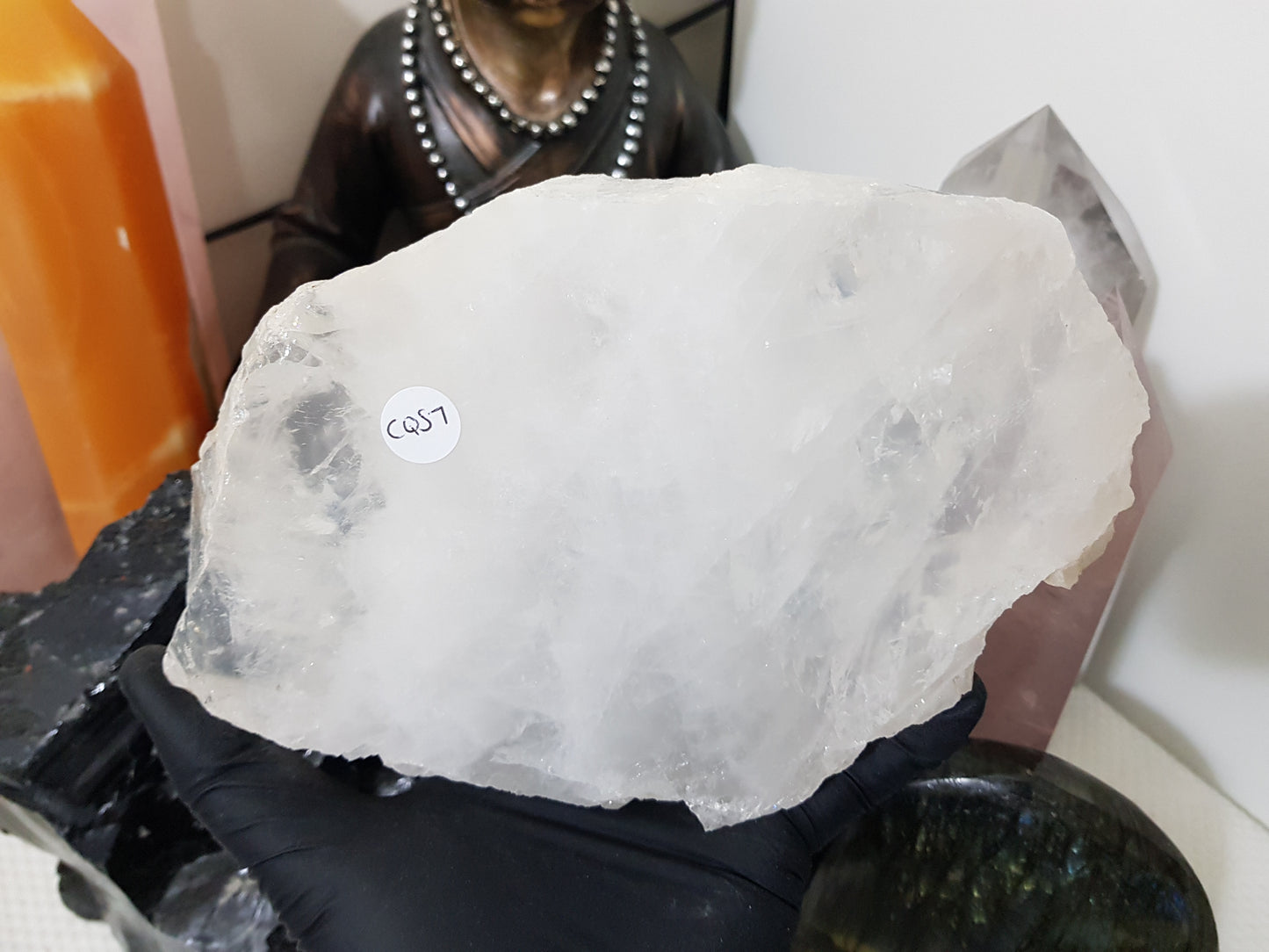 Polished Clear Quartz Crystal Slice Madagascar Display Piece 19cm