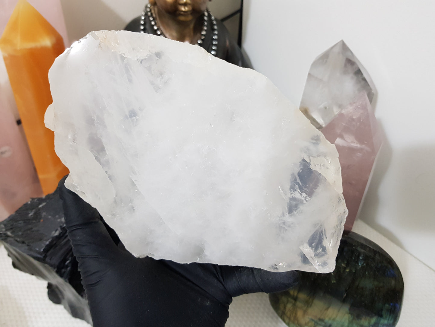 Polished Clear Quartz Crystal Slice Madagascar Display Piece 19cm