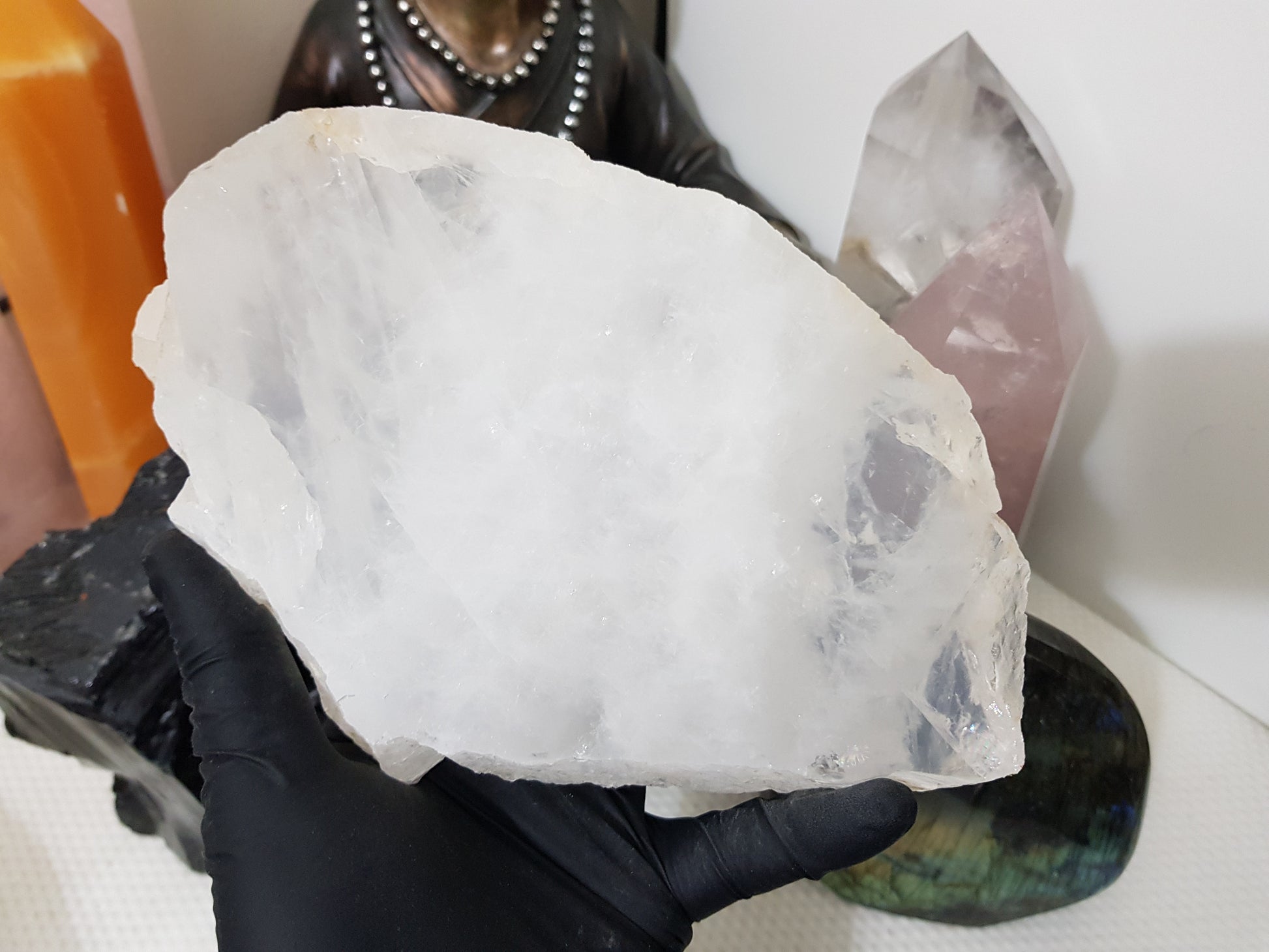 Polished Clear Quartz Crystal Slice Madagascar Display Piece 19cm
