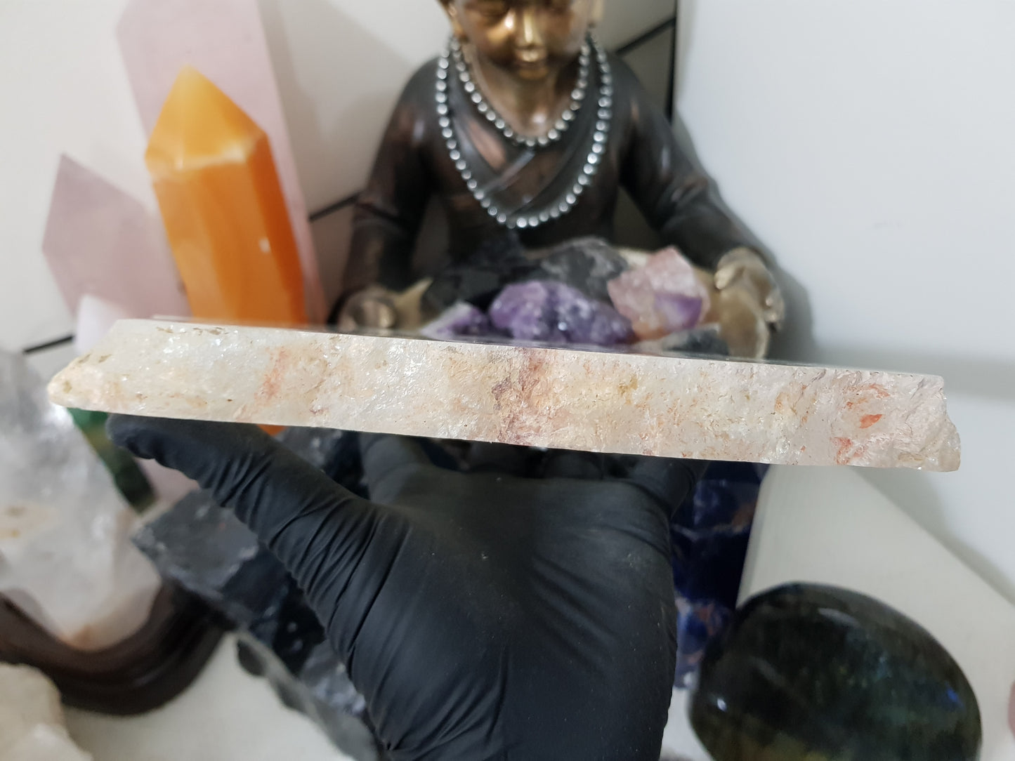 Polished Clear Quartz Crystal Slice Madagascar Display Piece 23cm