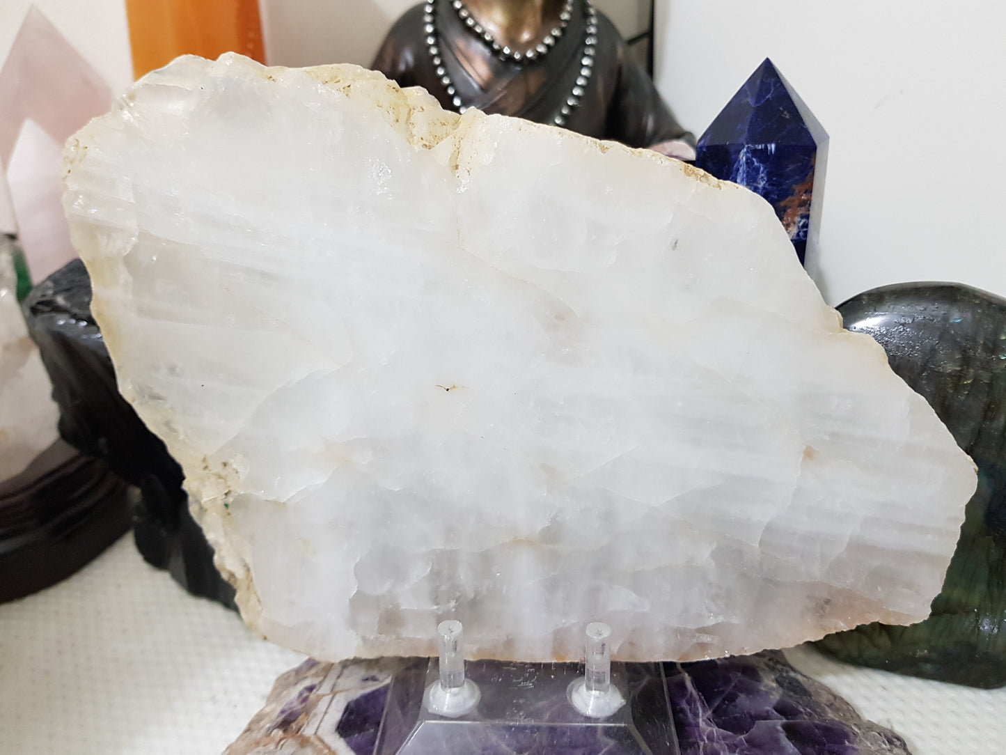 Polished Clear Quartz Crystal Slice Madagascar Display Piece 23cm