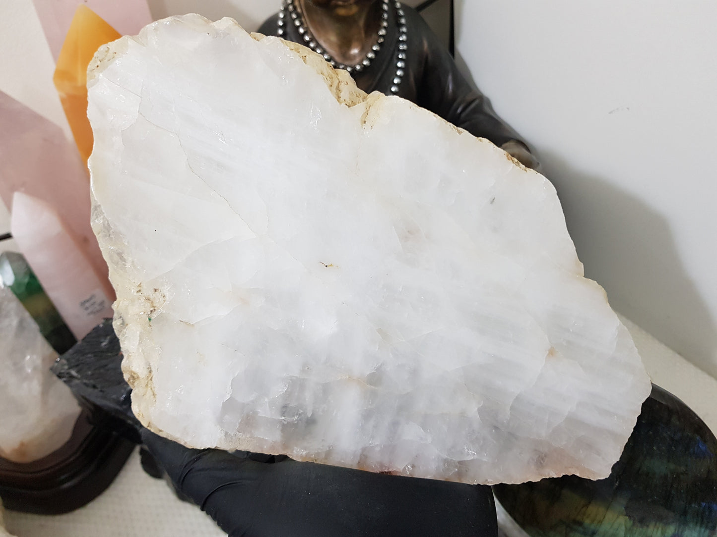 Polished Clear Quartz Crystal Slice Madagascar Display Piece 23cm