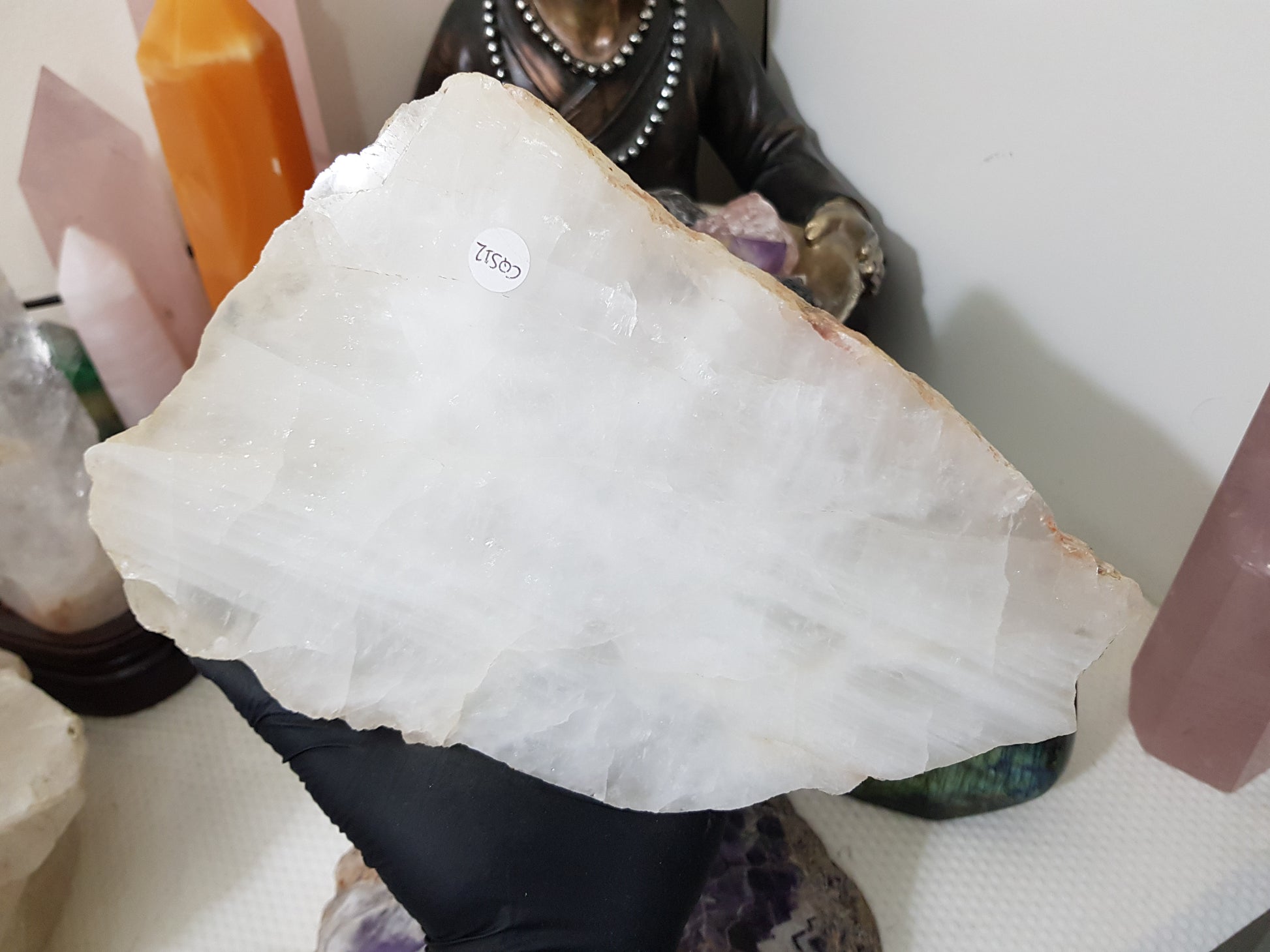 Polished Clear Quartz Crystal Slice Madagascar Display Piece 23cm