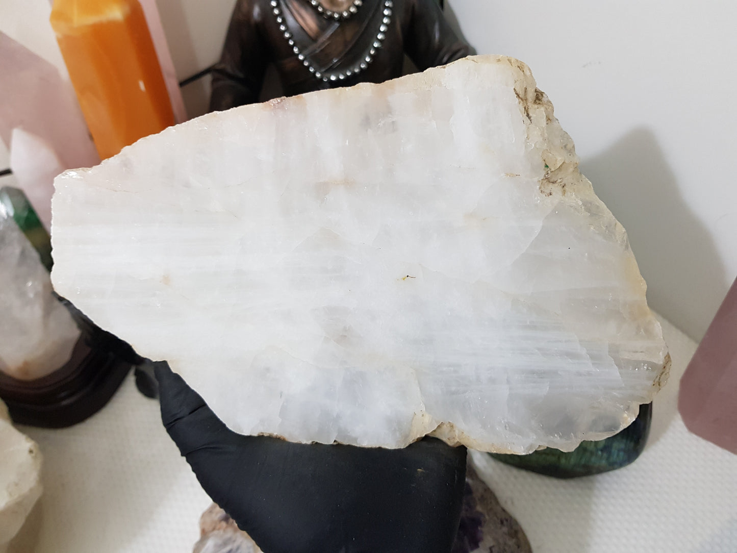 Polished Clear Quartz Crystal Slice Madagascar Display Piece 23cm
