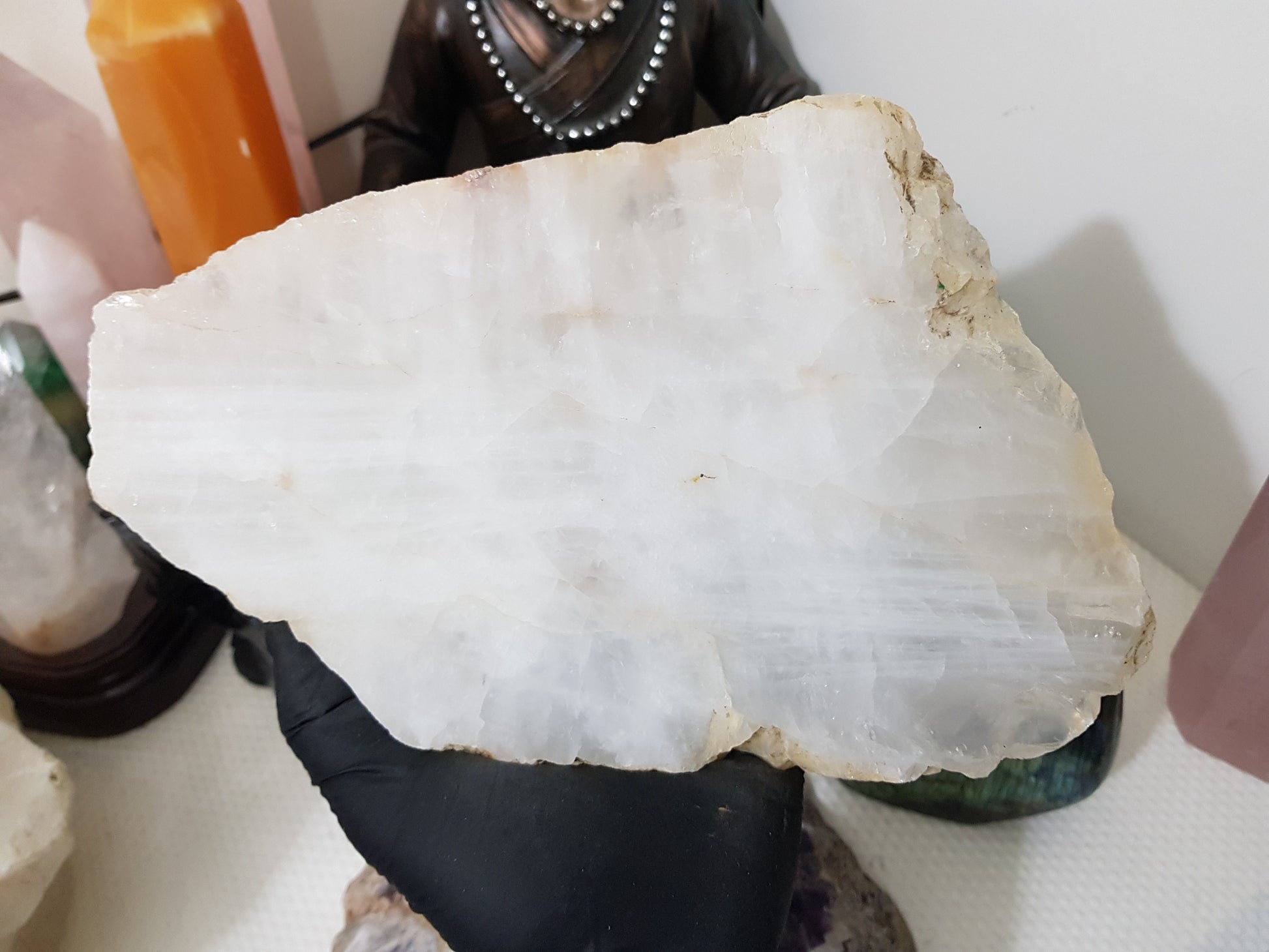 Polished Clear Quartz Crystal Slice Madagascar Display Piece 23cm