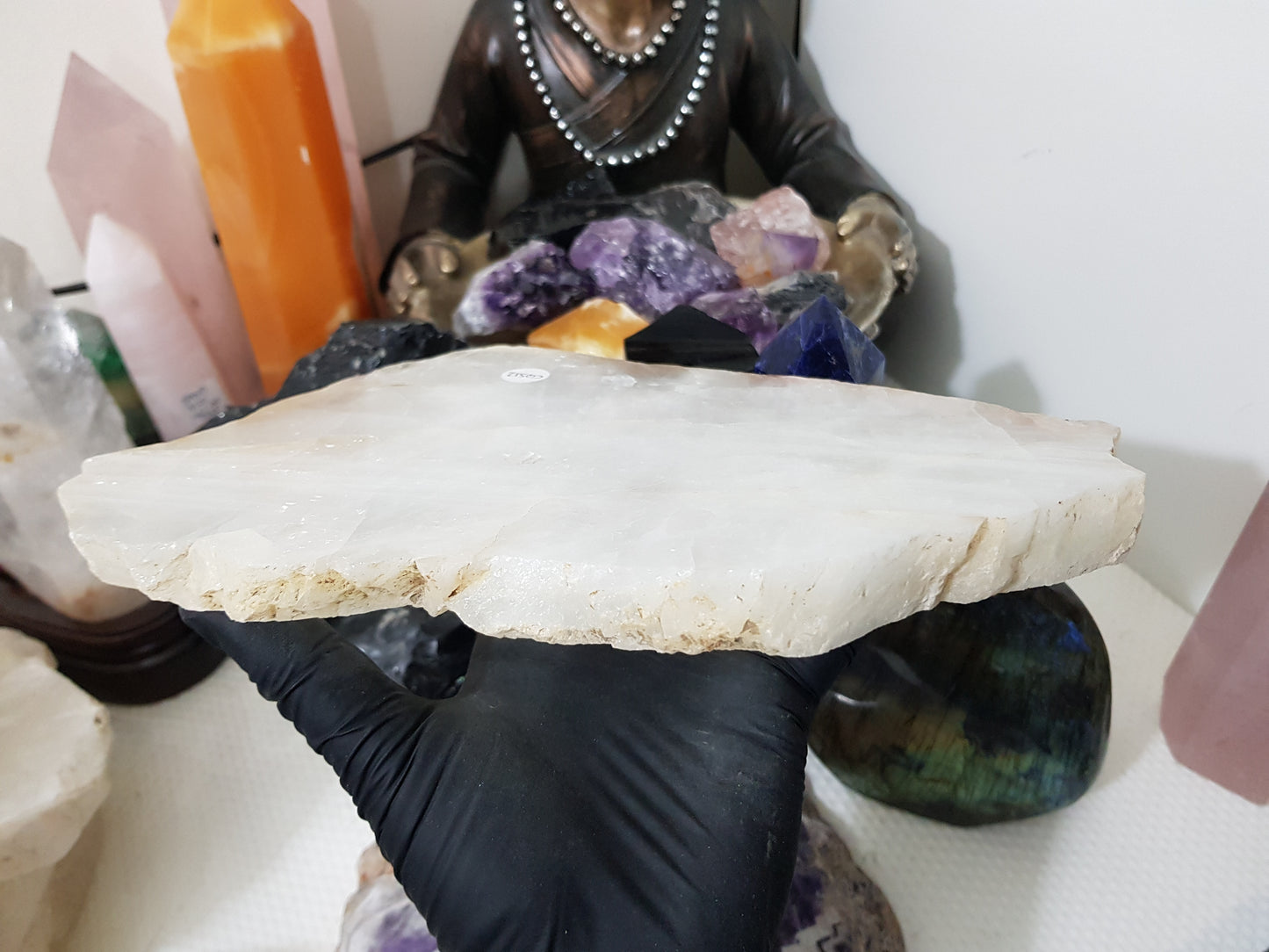 Polished Clear Quartz Crystal Slice Madagascar Display Piece 23cm