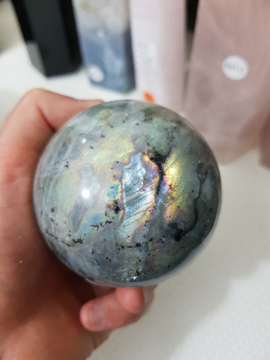 Purple Labradorite Crystal Sphere - PLSP2