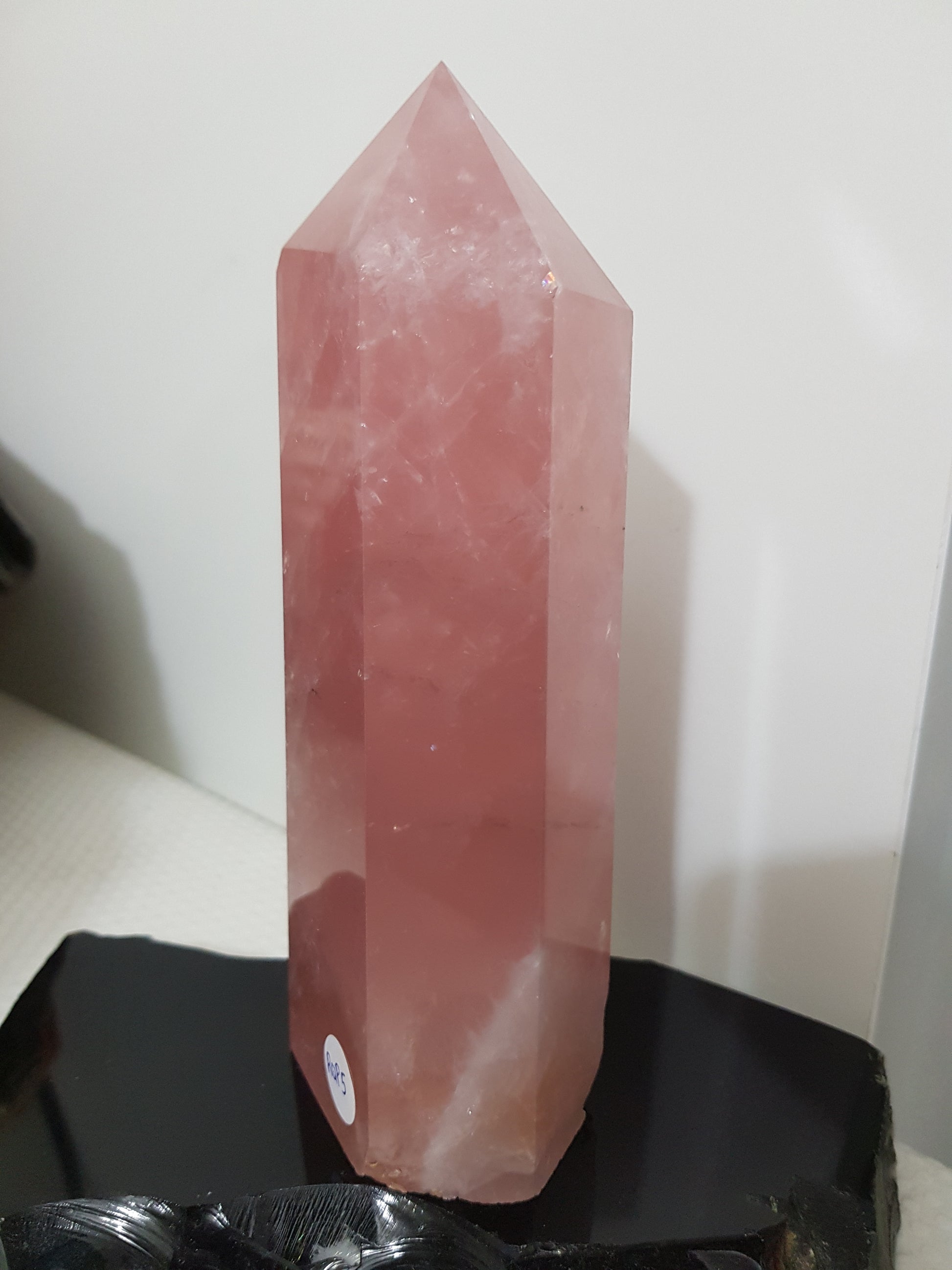 Rose Quartz crystal point tower polished standing specimen from Brazil 16.5cm