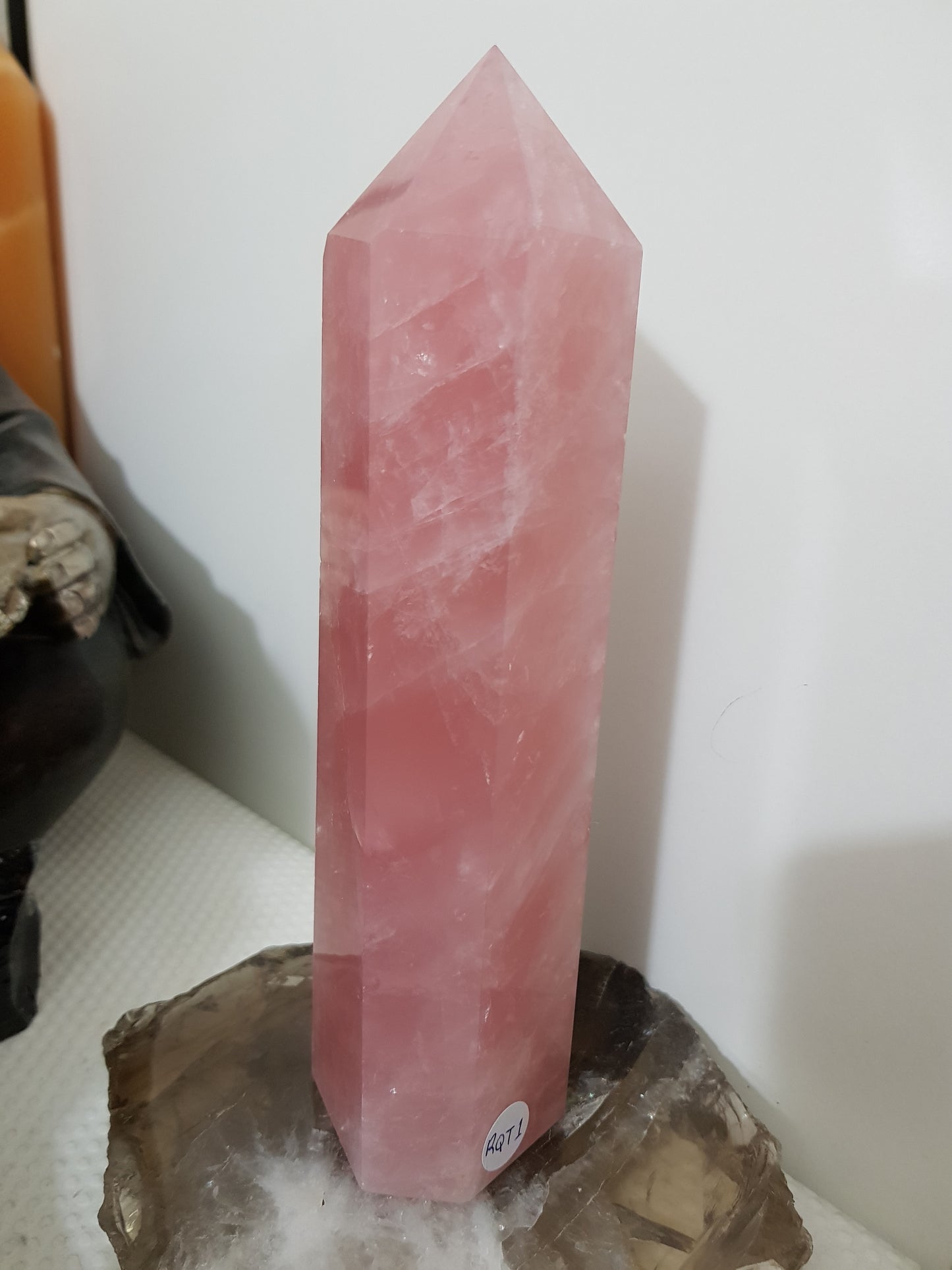 Rose Quartz crystal point tower polished standing specimen from Brazil 20cm