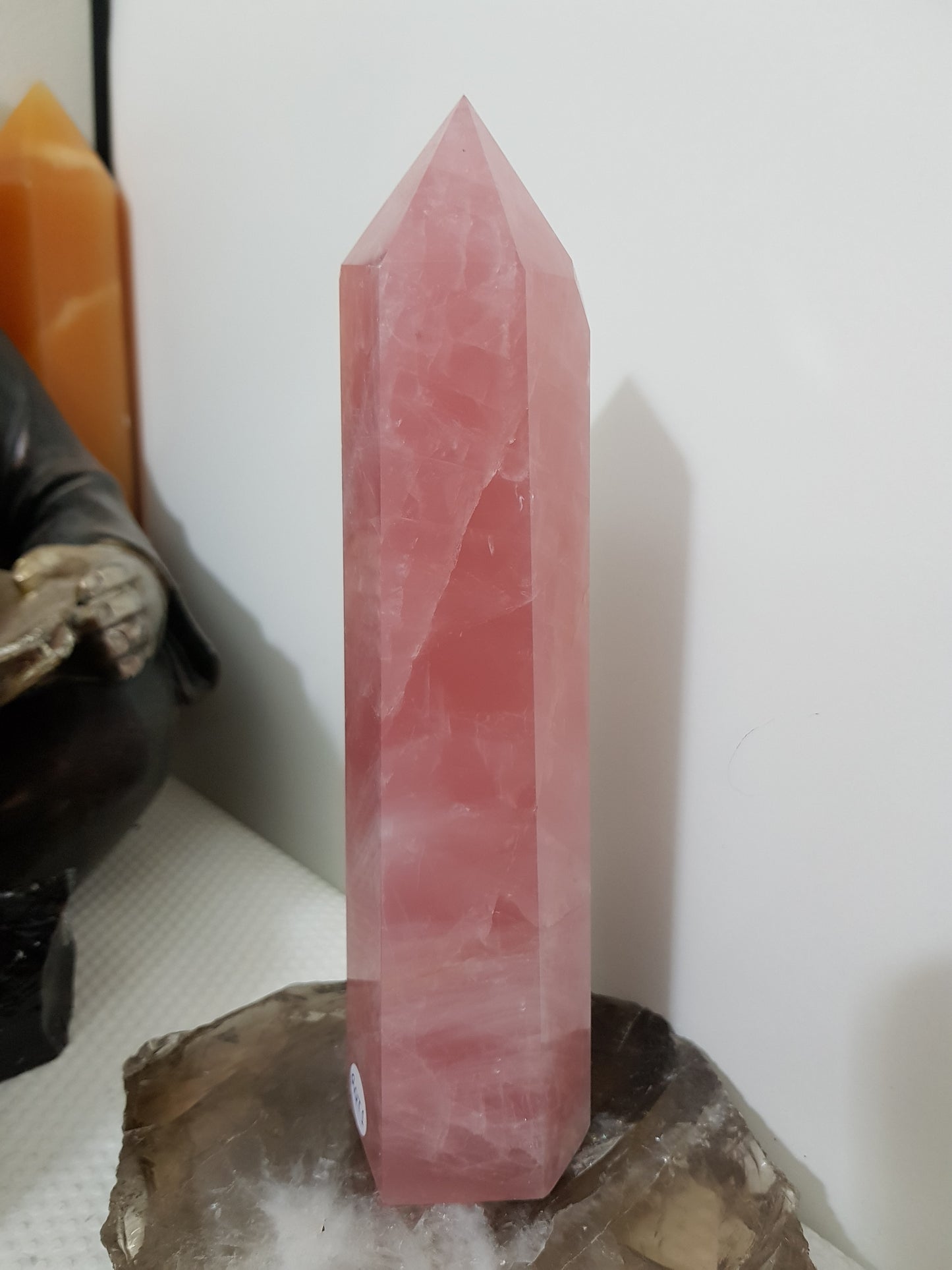 Rose Quartz crystal point tower polished standing specimen from Brazil 20cm
