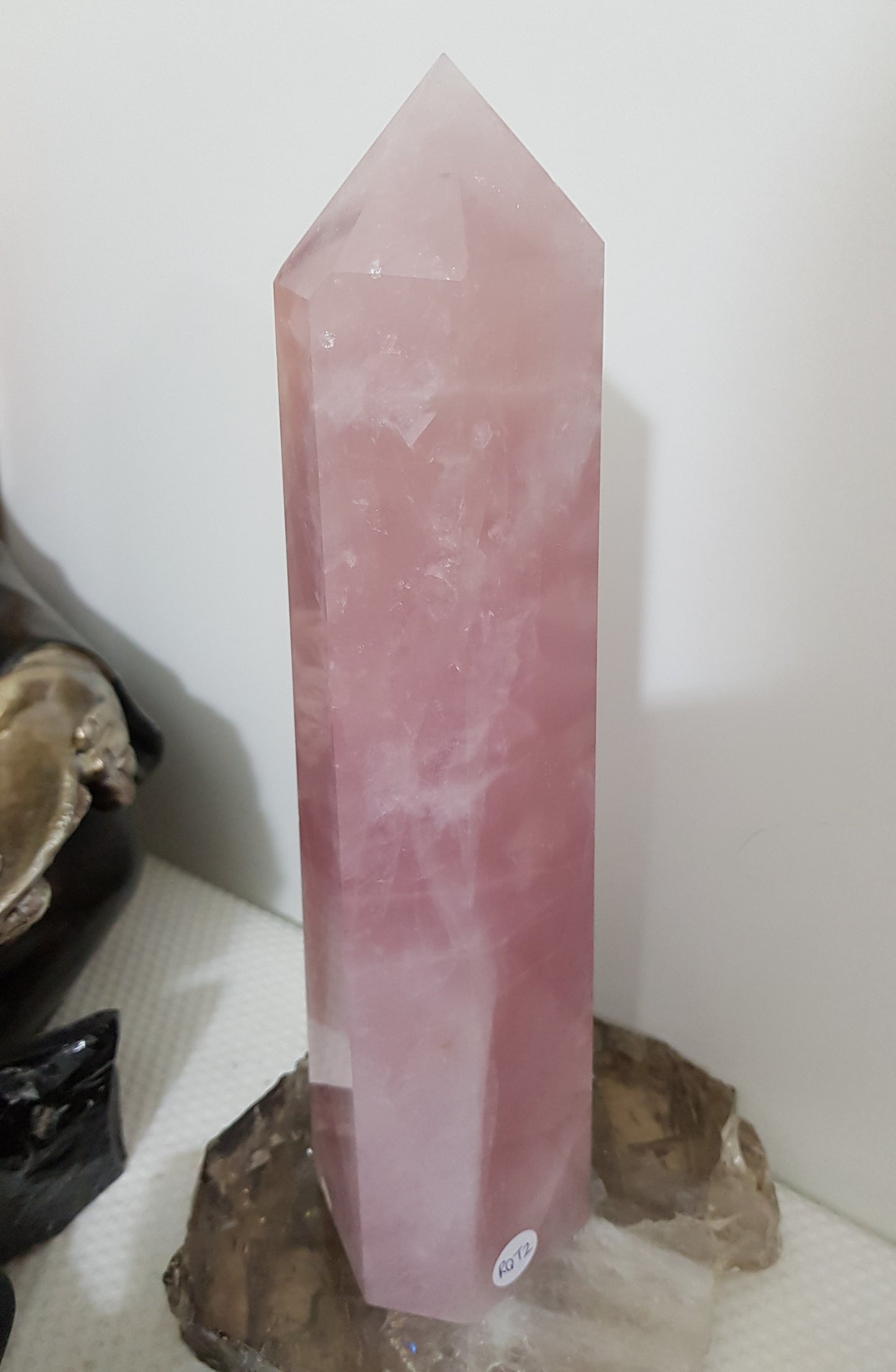 Rose Quartz crystal point tower polished standing specimen from Brazil 22cm