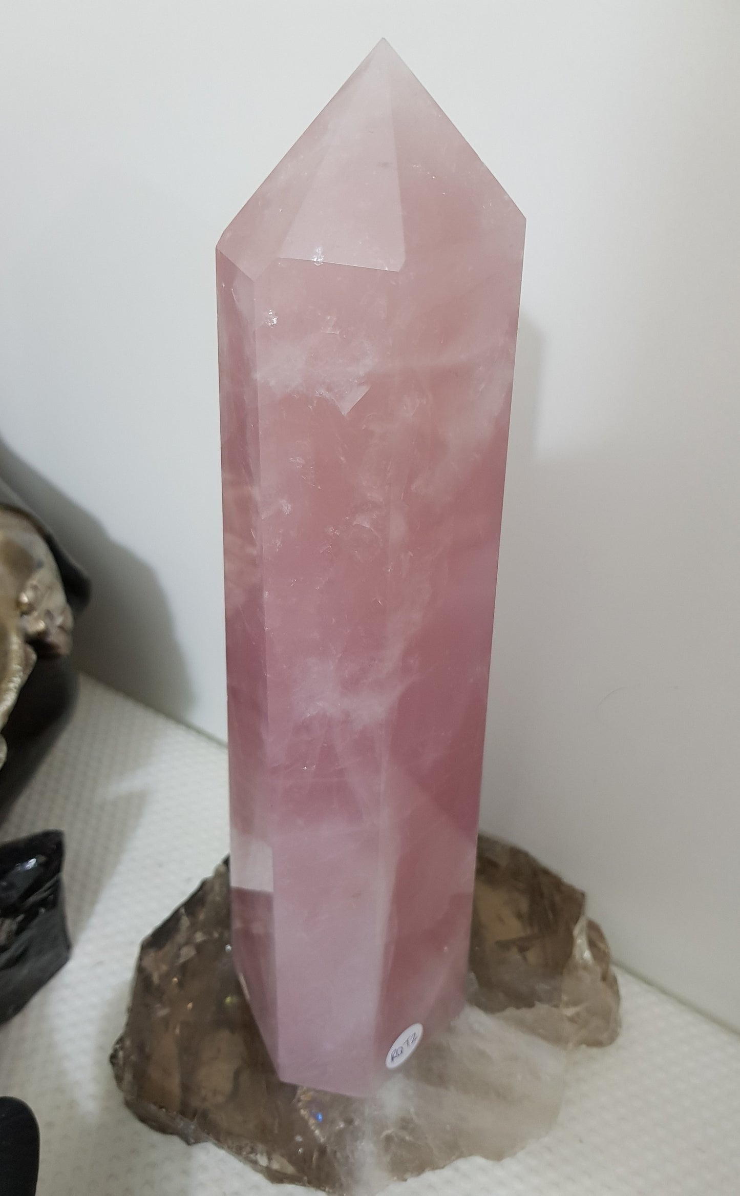 Rose Quartz crystal point tower polished standing specimen from Brazil 22cm