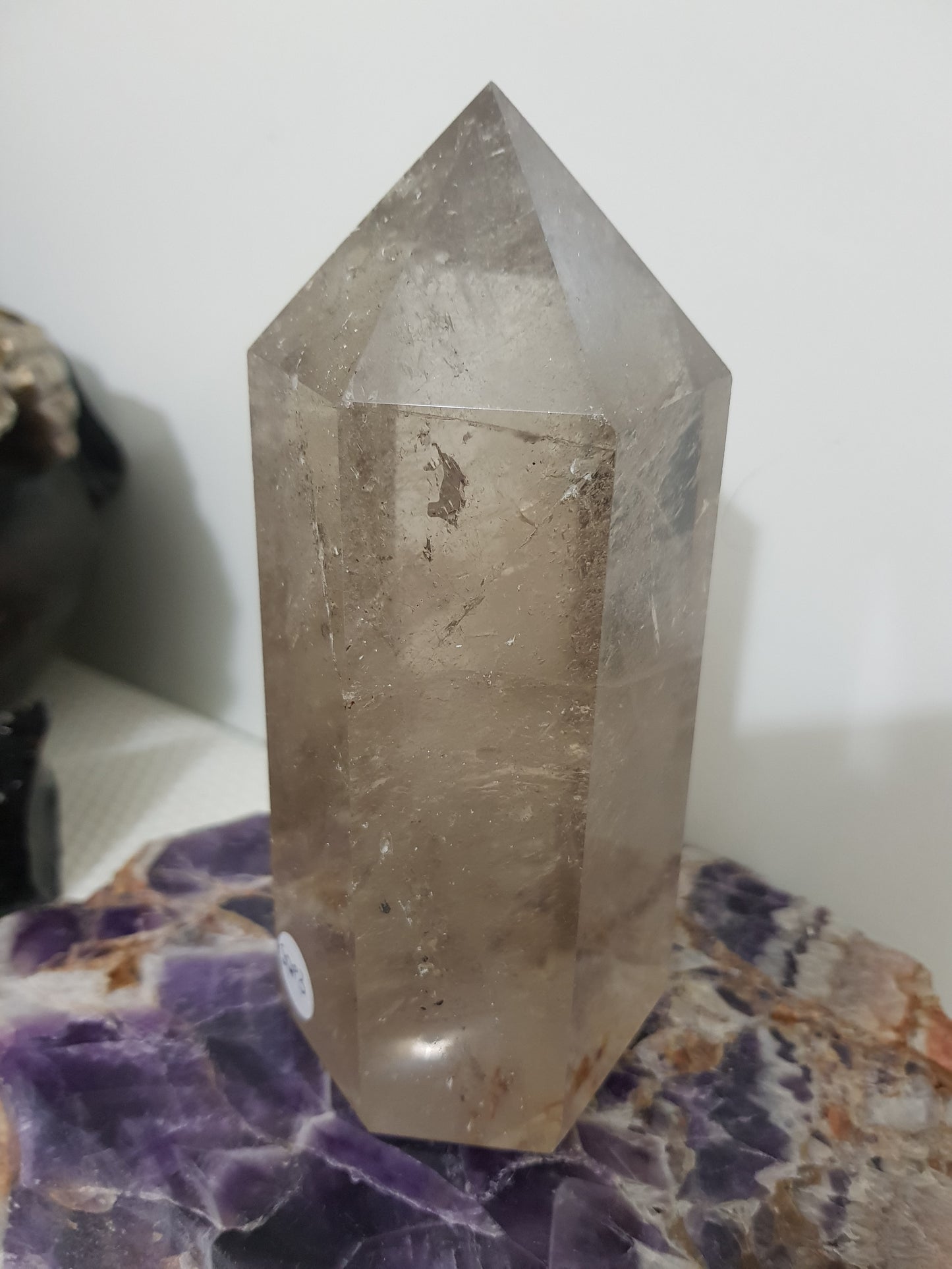 Smoky Quartz crystal point tower polished Brazil smoky brown standing point 14cm