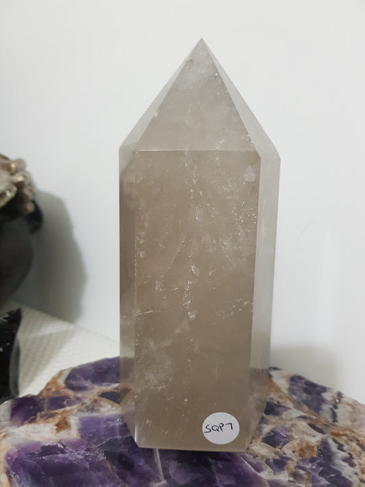 Smoky Quartz crystal point tower polished Brazil smoky brown standing point 15.5cm
