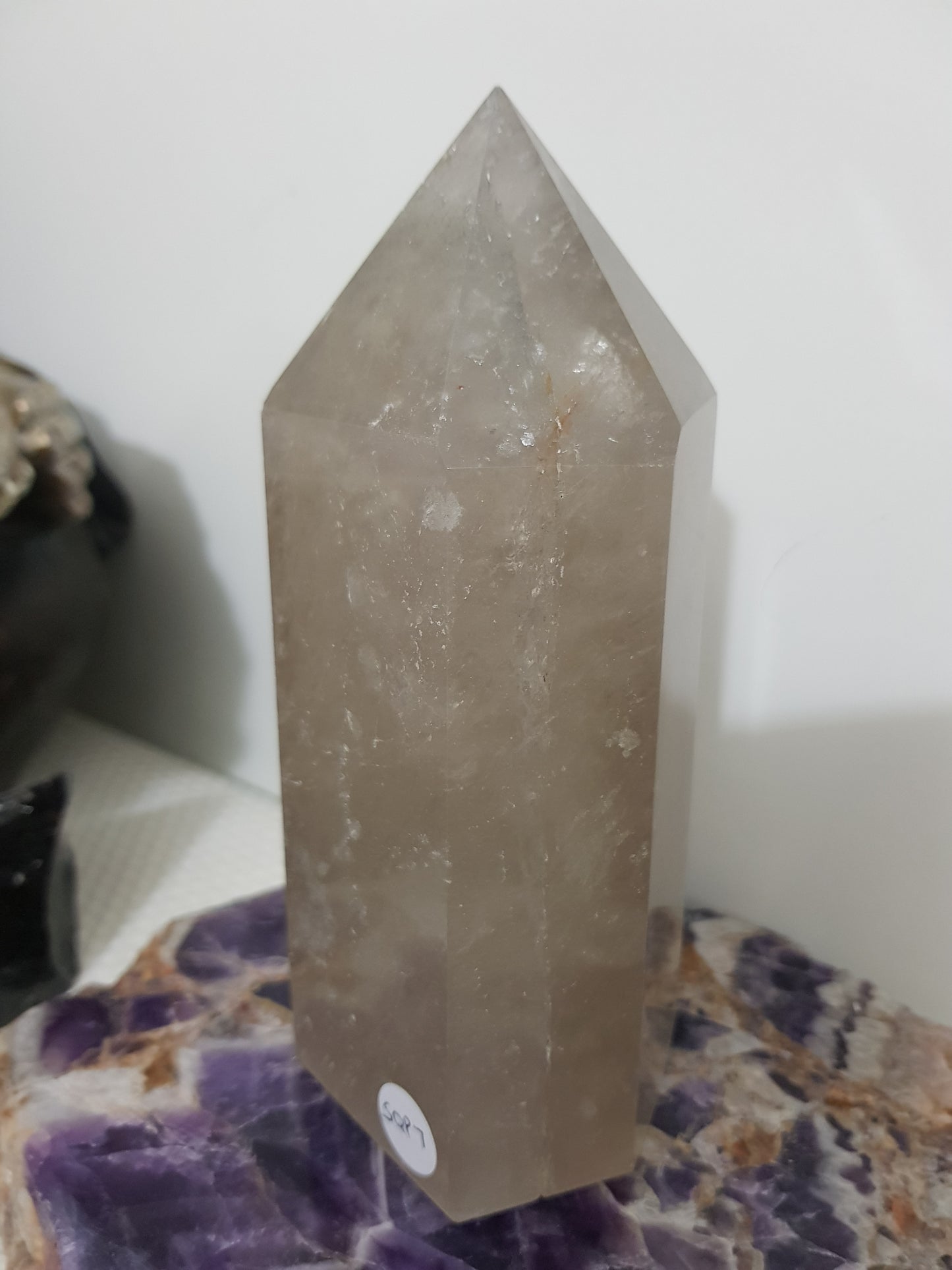Smoky Quartz crystal point tower polished Brazil smoky brown standing point 15.5cm