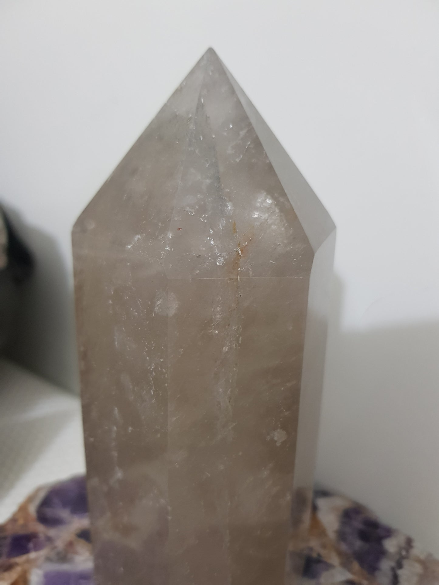 Smoky Quartz crystal point tower polished Brazil smoky brown standing point 15.5cm