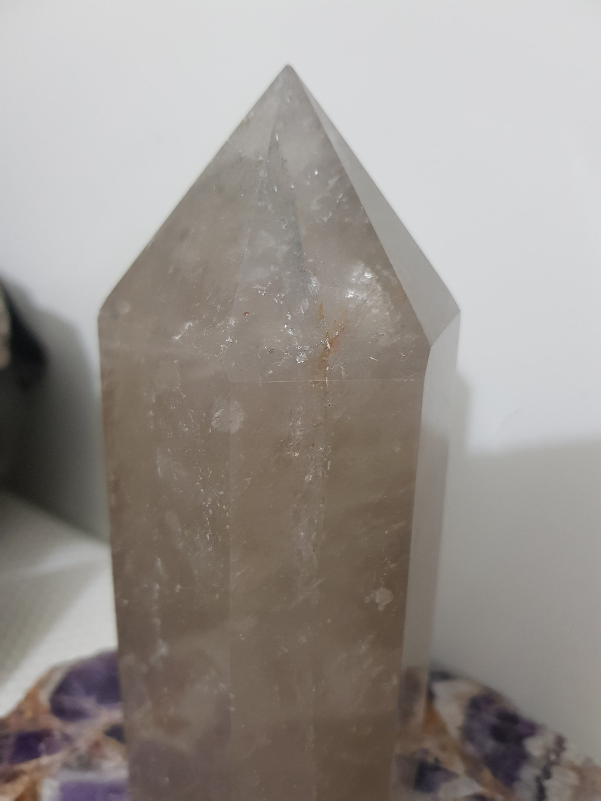 Smoky Quartz crystal point tower polished Brazil smoky brown standing point 15.5cm