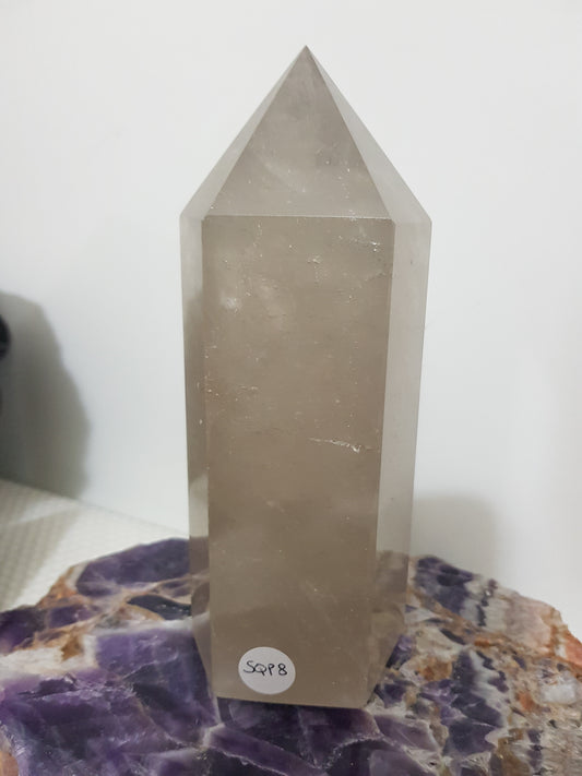 Smoky Quartz crystal point tower polished Brazil smoky brown standing point 15cm