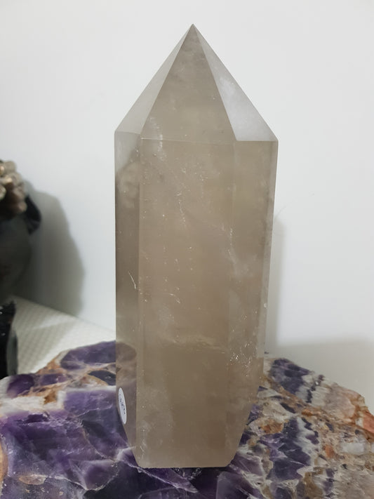Smoky Quartz crystal point tower polished Brazil smoky brown standing point 15cm