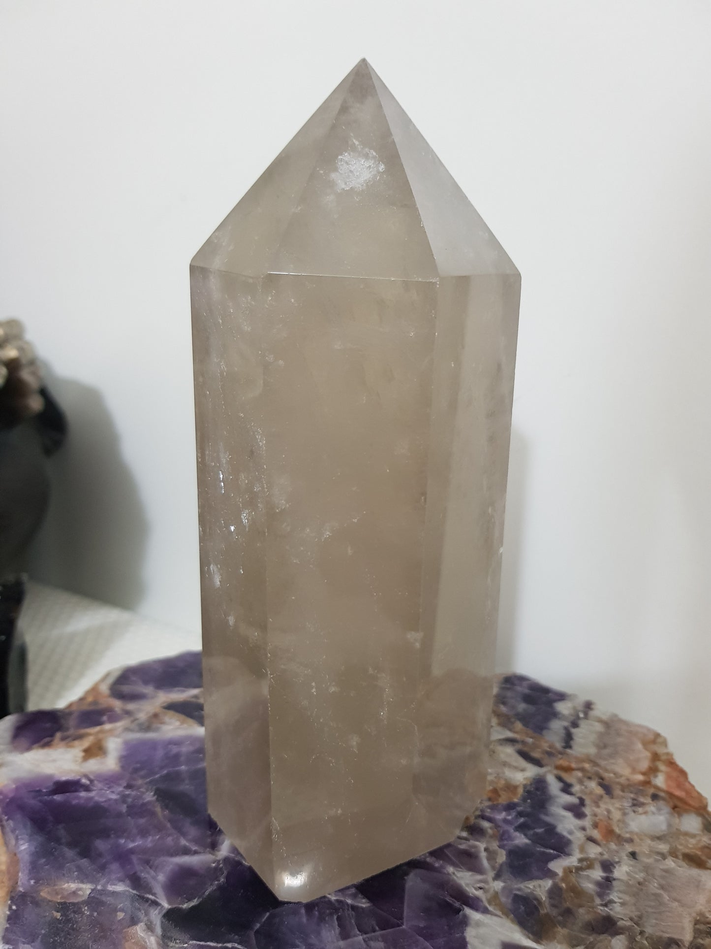 Smoky Quartz crystal point tower polished Brazil smoky brown standing point 15cm