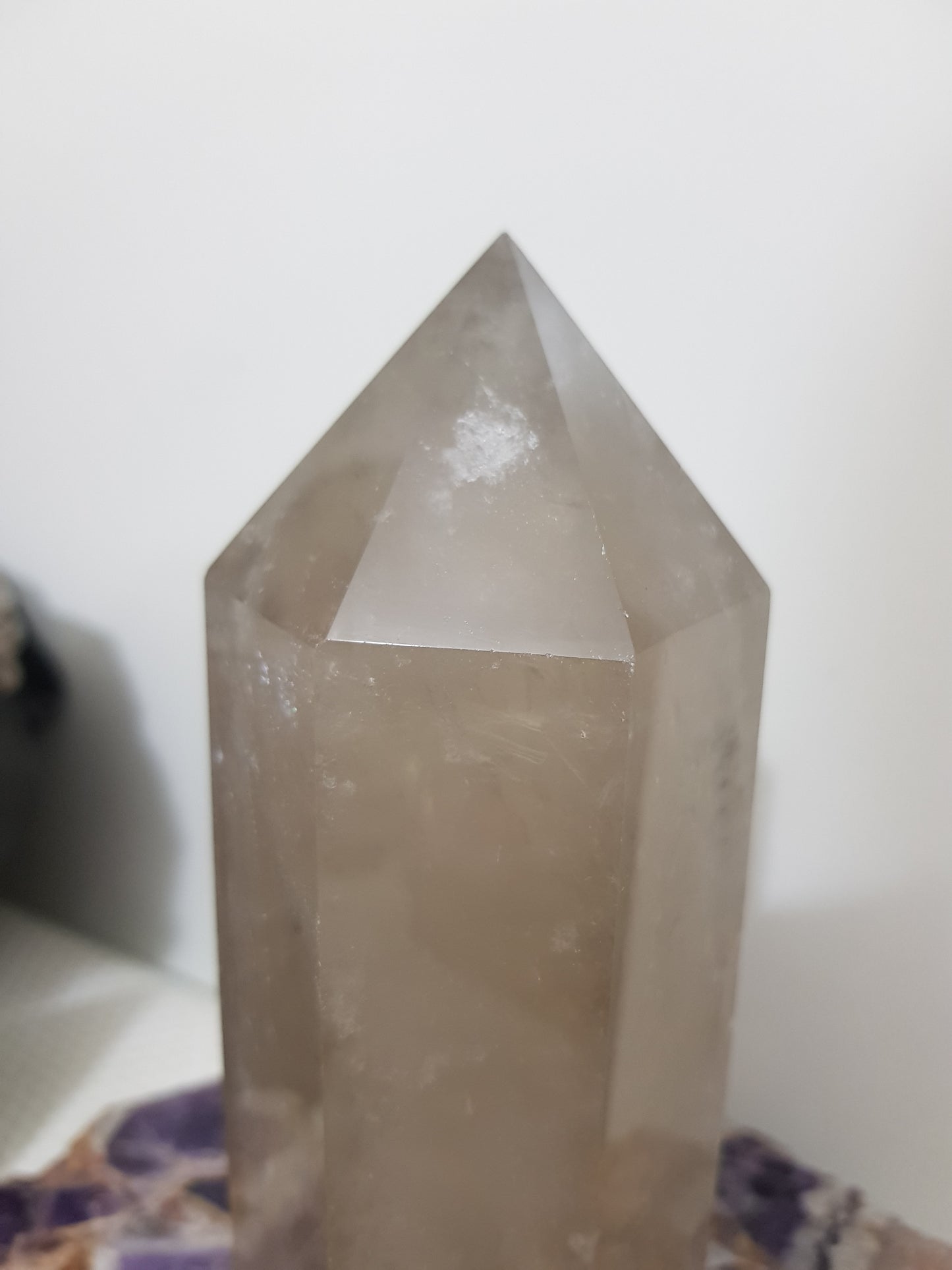 Smoky Quartz crystal point tower polished Brazil smoky brown standing point 15cm