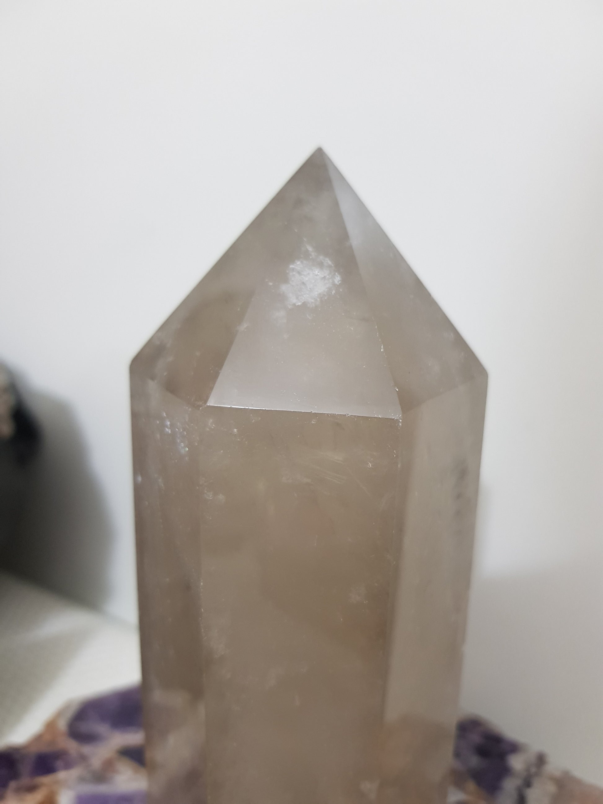 Smoky Quartz crystal point tower polished Brazil smoky brown standing point 15cm