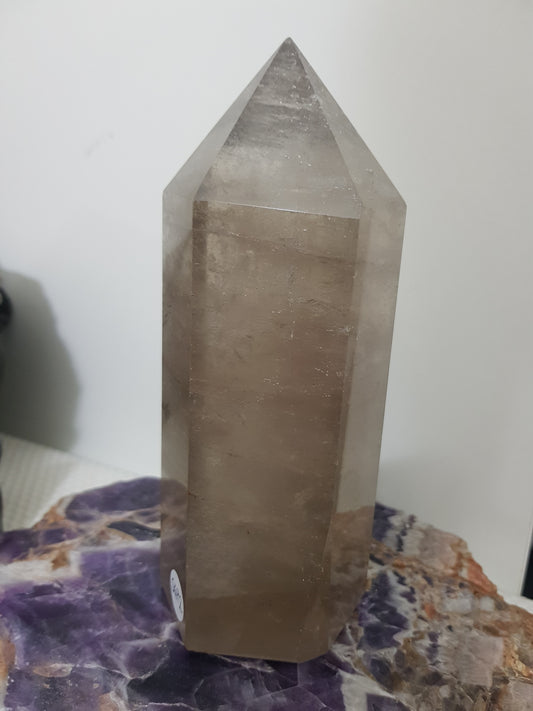 Smoky Quartz crystal point tower polished Brazil smoky brown standing point 16cm