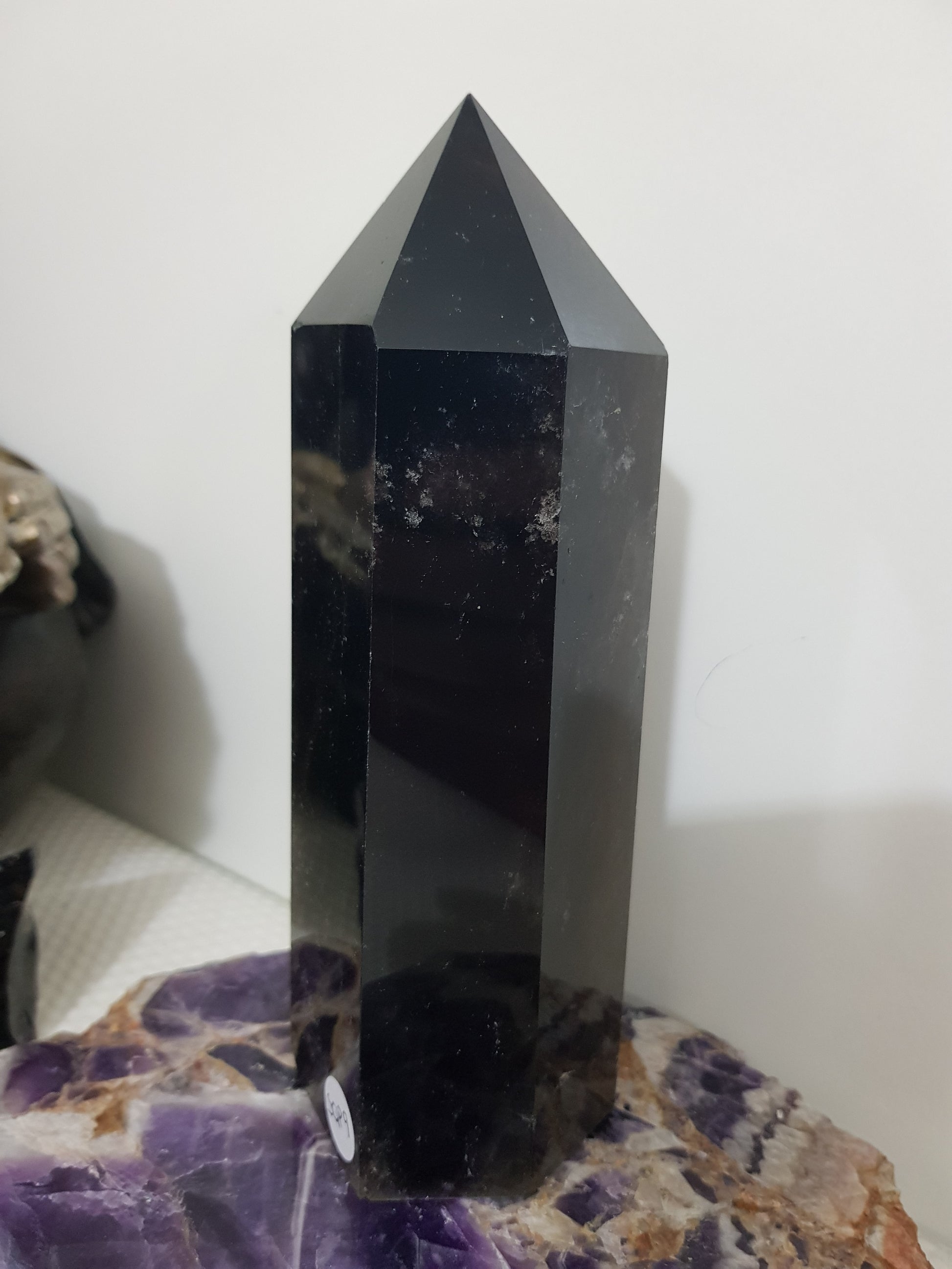 Smoky Quartz crystal point tower polished Brazil smoky brown standing point 17.5cm