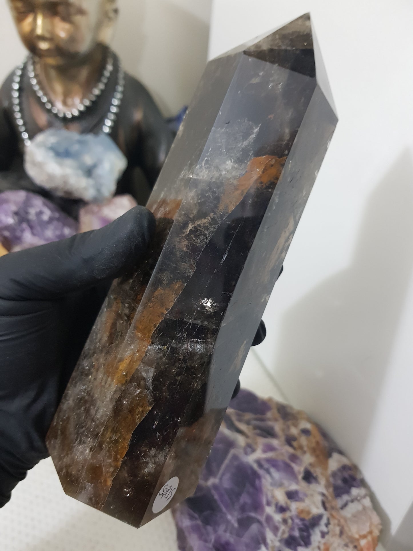 Smoky Quartz crystal point tower polished Brazil smoky brown standing point 18.5cm