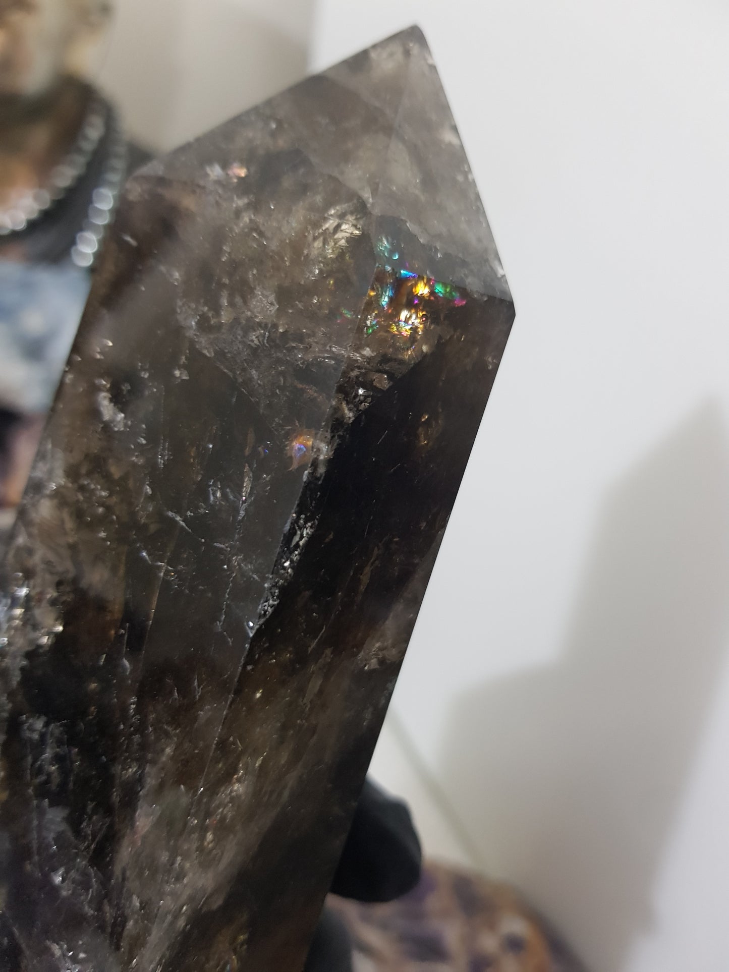 Smoky Quartz crystal point tower polished Brazil smoky brown standing point 18.5cm
