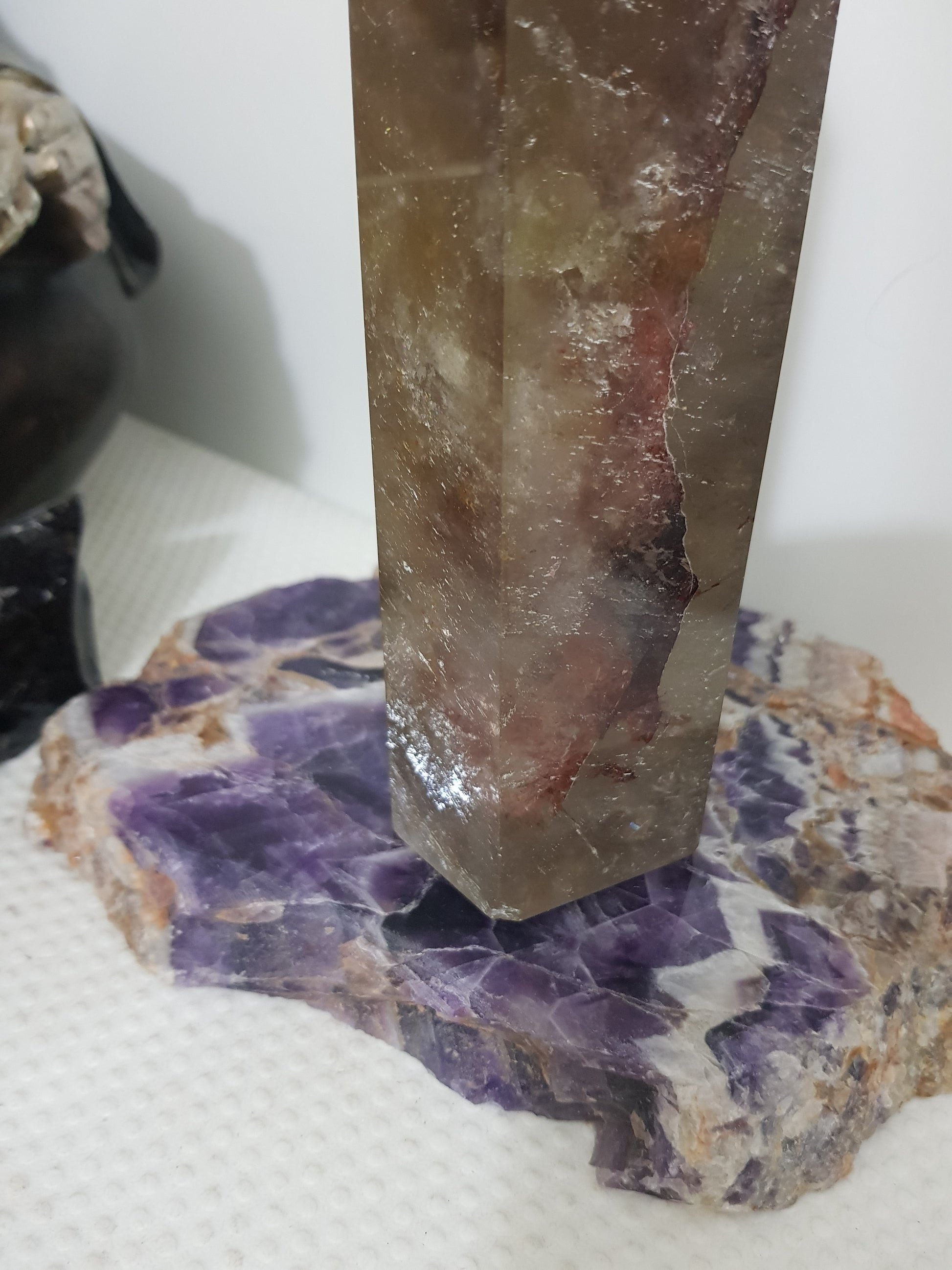 Smoky Quartz crystal point tower polished Brazil smoky brown standing point 19.5cm